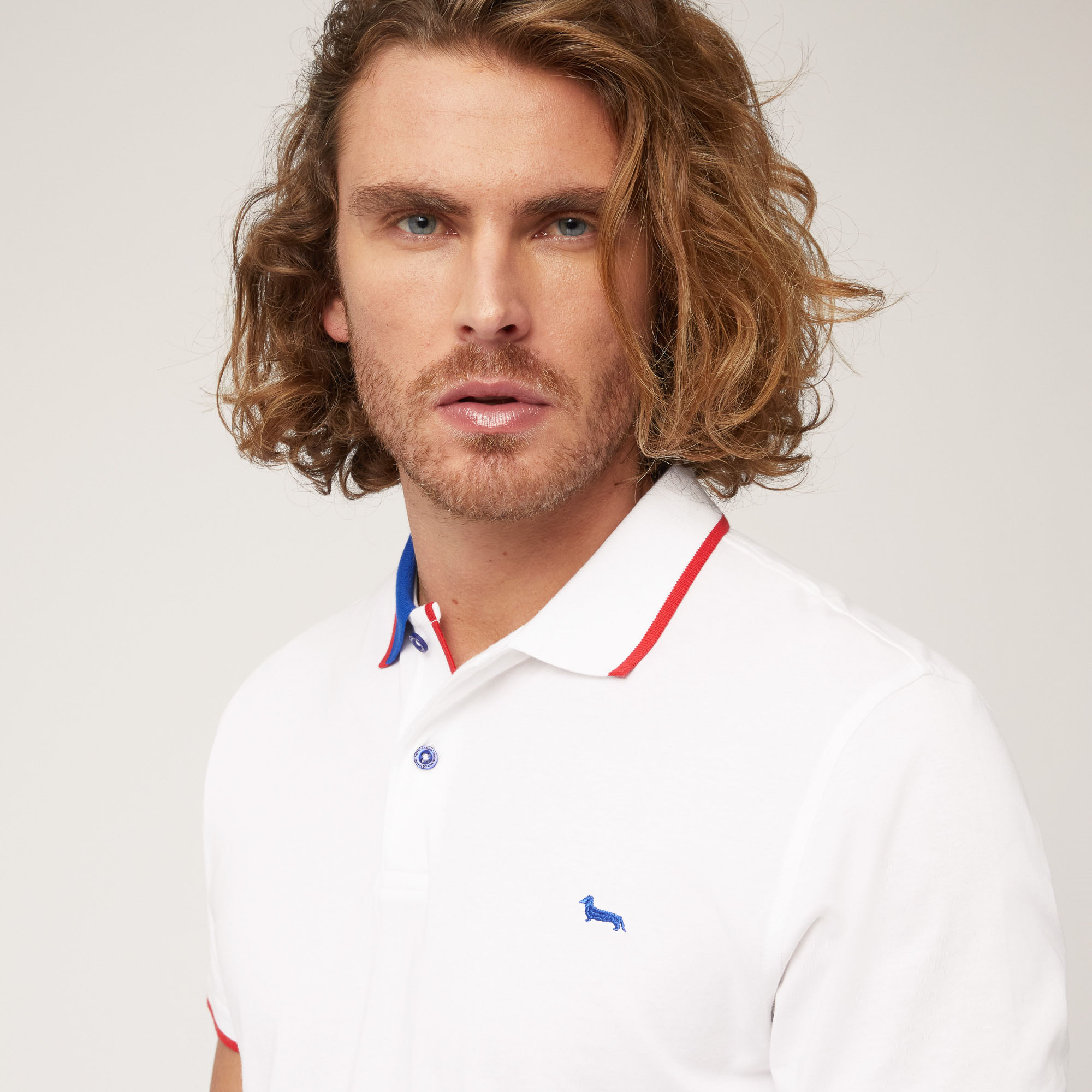 Polo with Two-Tone Collar, White, large image number 2