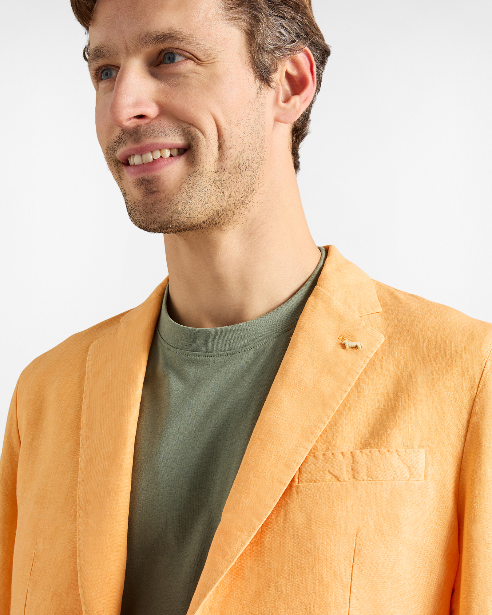 Giacca monopetto in puro lino, Arancio, large image number 2
