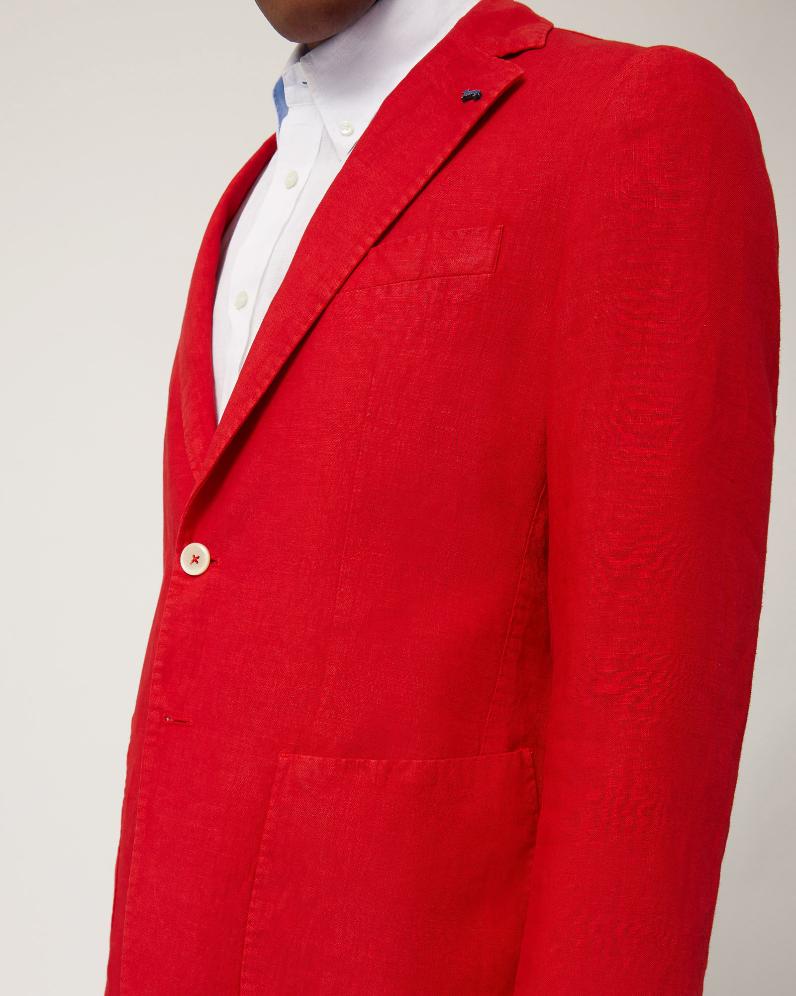 Einreihige Jacke aus Leinen, Dunkelrot, large image number 2