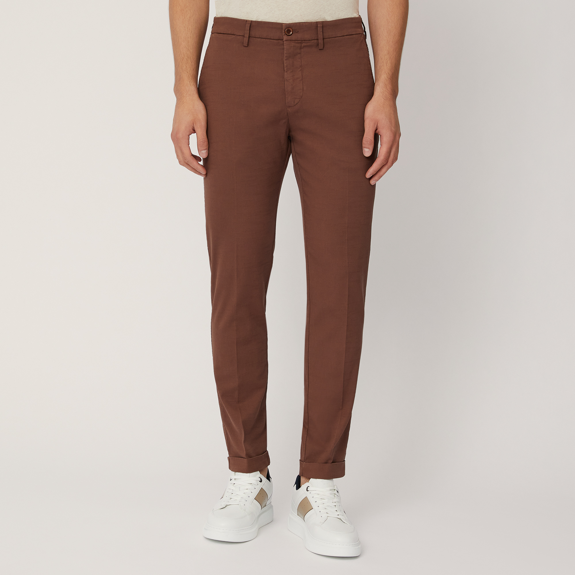 Slim Fit Chino Pants, Brown, large