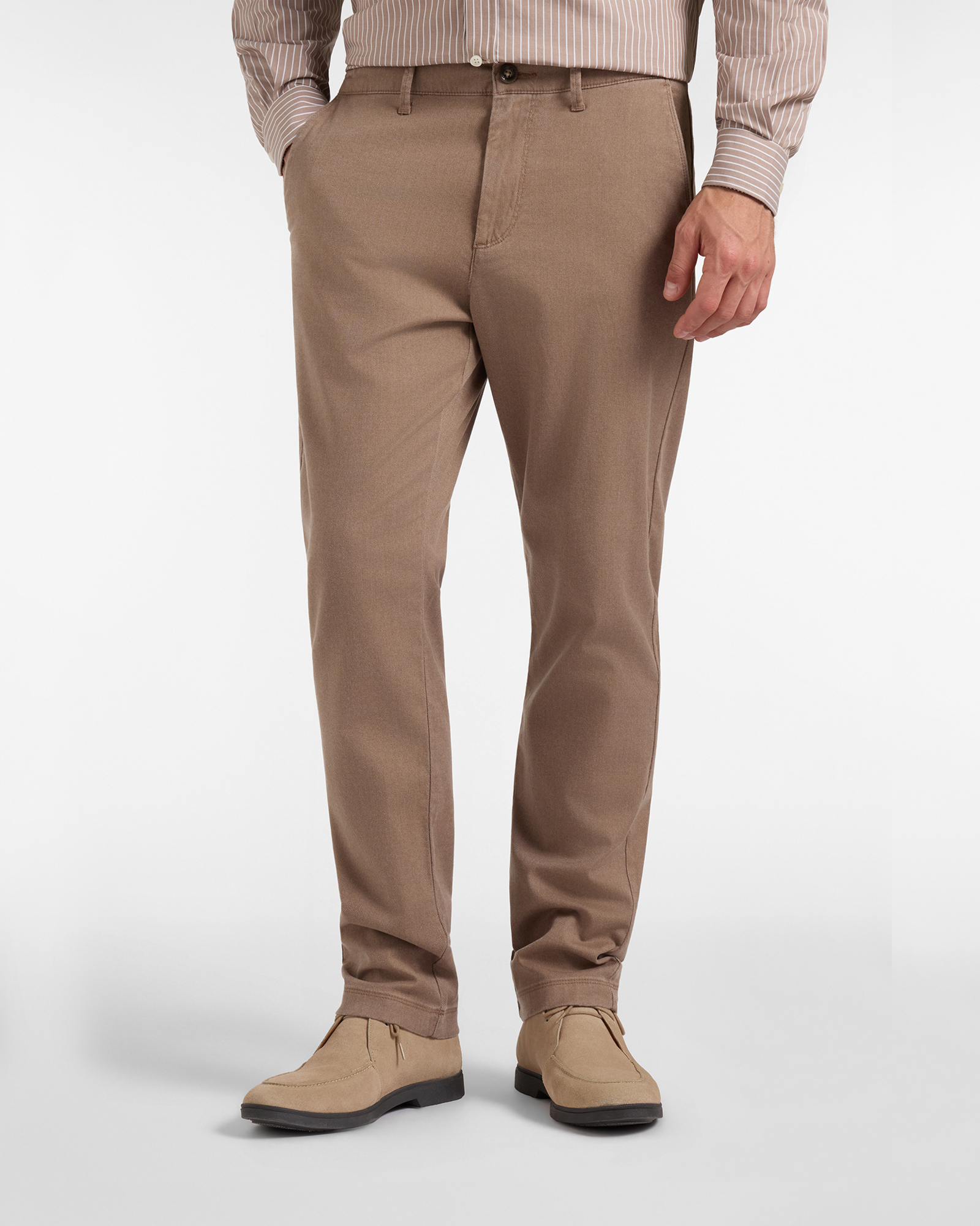 Pantalone Chino HBJ Uomo D-Fit con Elastico Laterale in Vita Beige Scuro