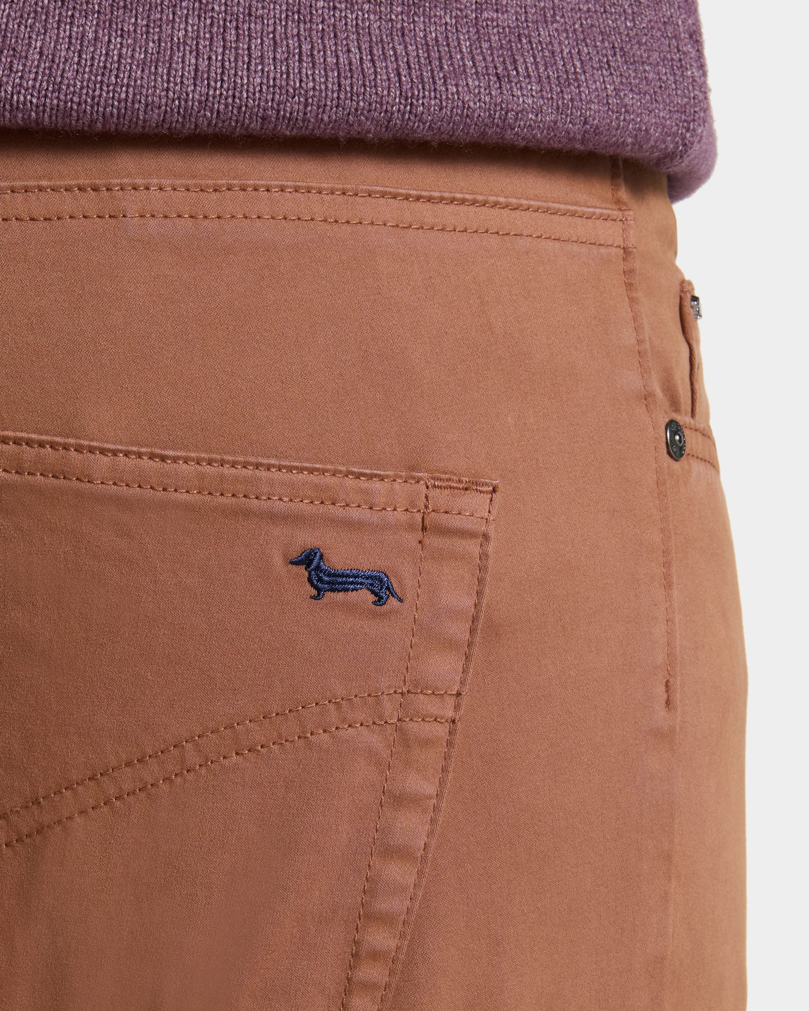 Men&rsquo;s narrow-fit stretch cotton 5-pocket jeans, LIGHT BROWN, large