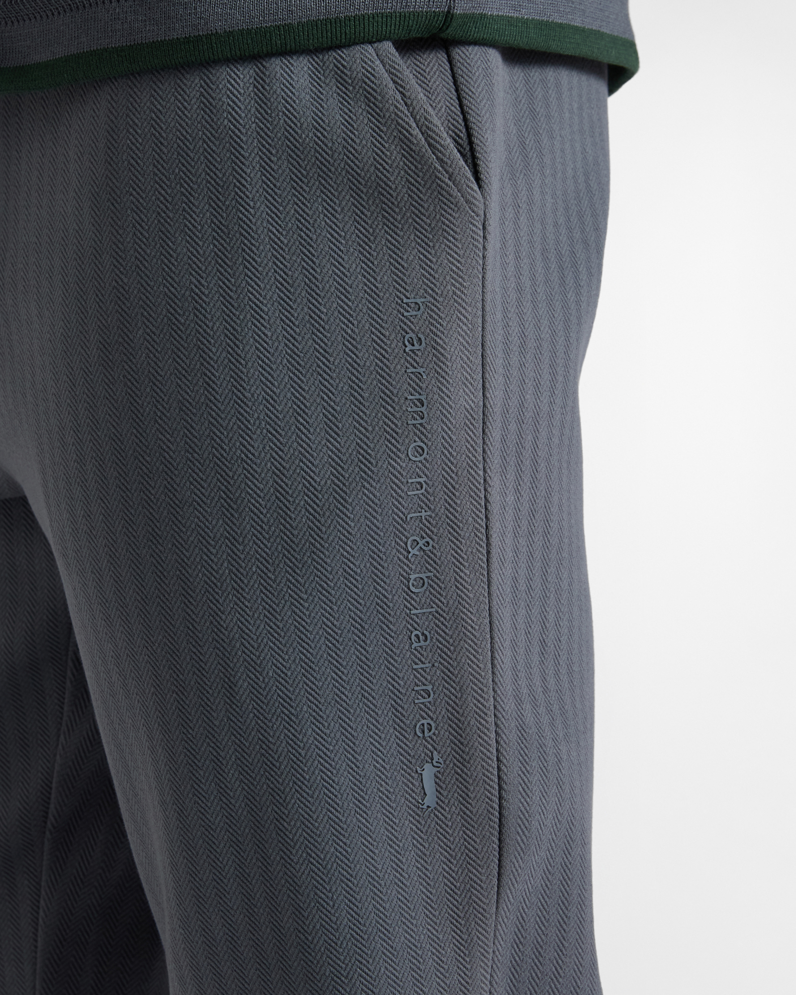 Pantalone Uomo in felpa grigio con trama herringbone, GRIGIO, large image number 2
