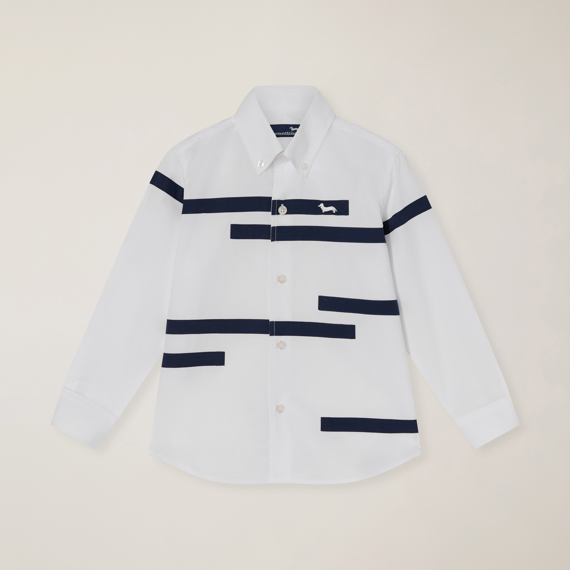 Camisa de popelina con bandas a contraste