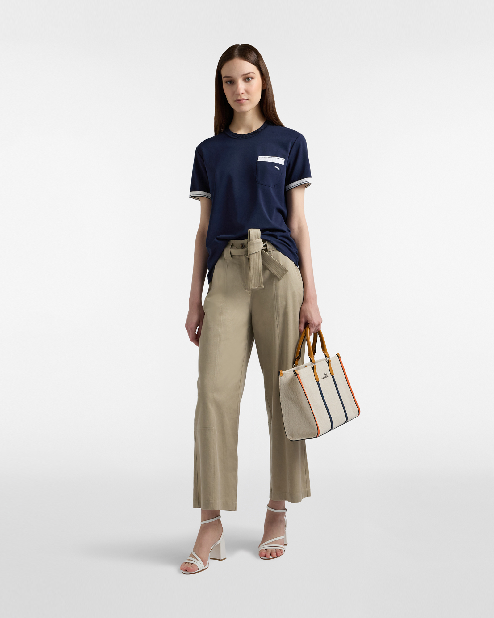 T-shirt with pocket and striped ribs, Blue, large image number 3