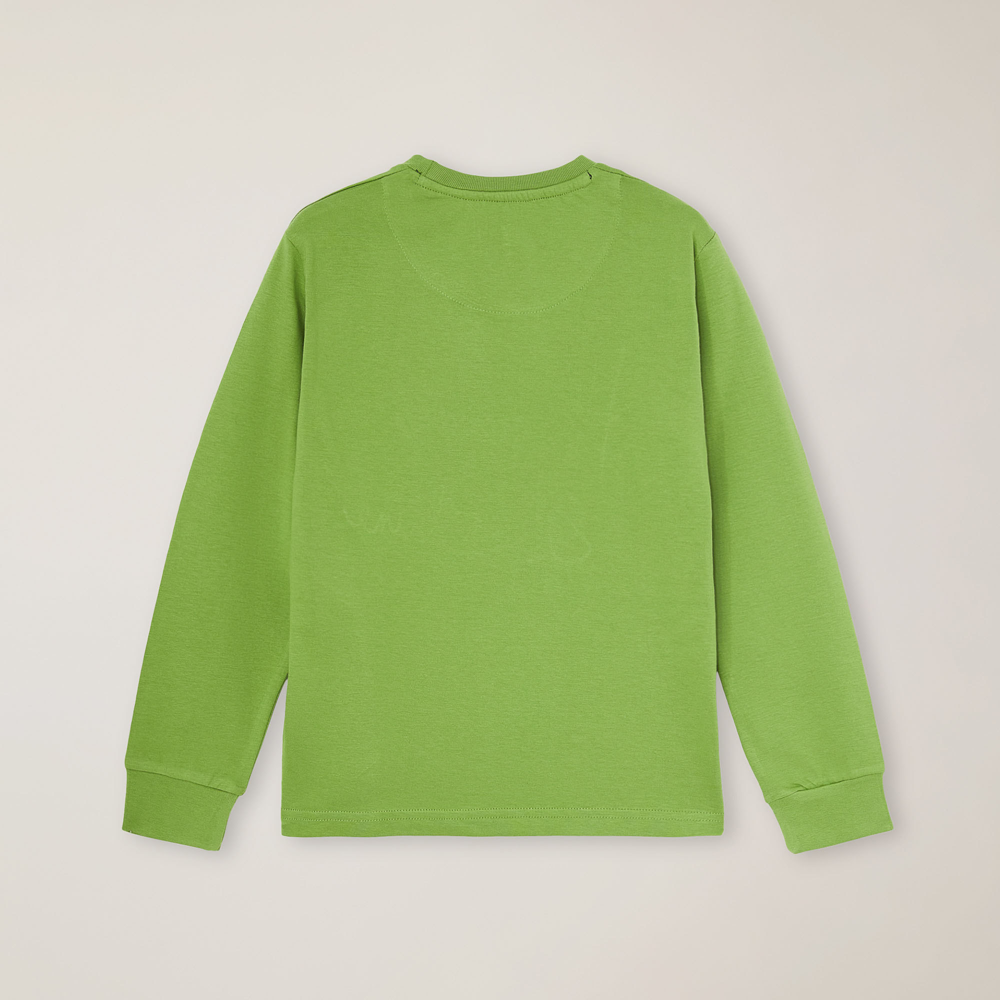 T-shirt girocollo con ricamo logo, Verde Acido, large image number 1