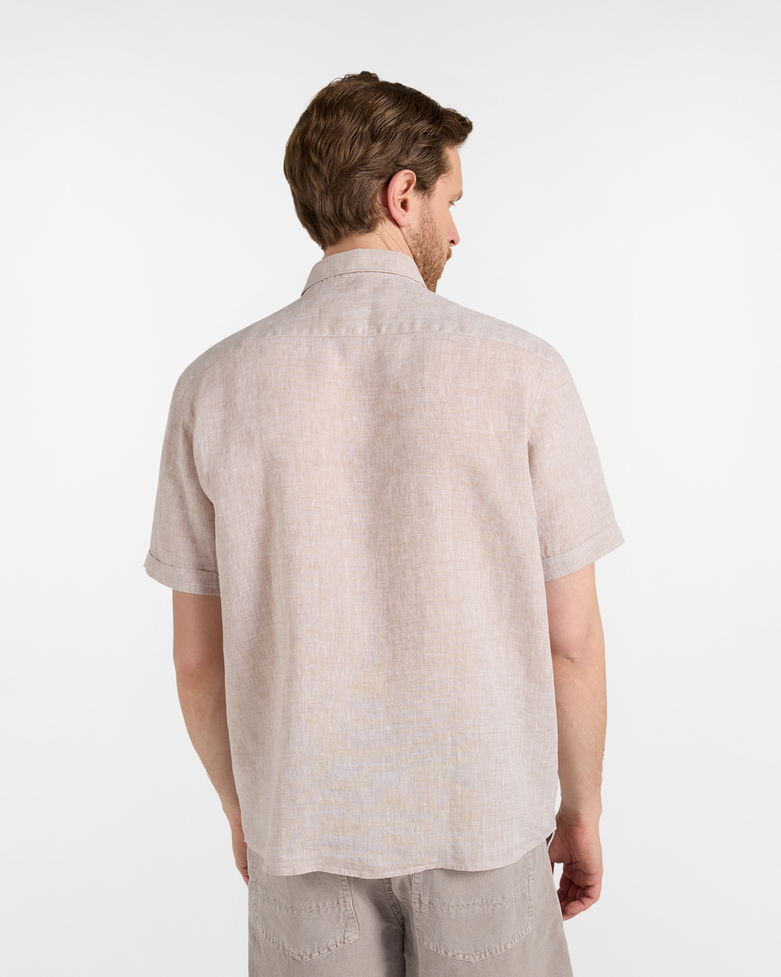 Straight-fit pure linen shirt, Beige, large image number 1