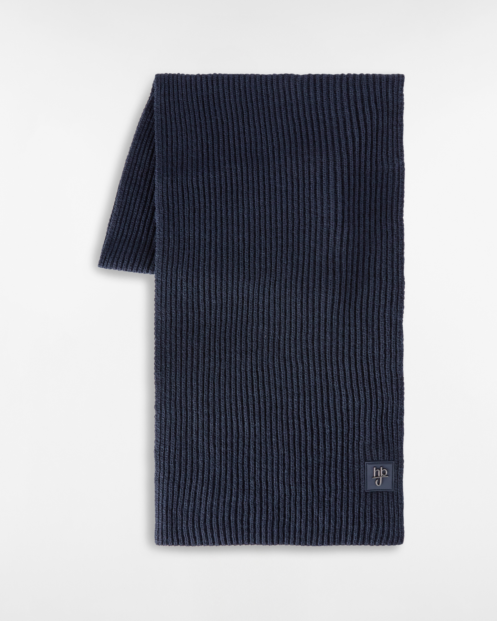 Sciarpa in Misto Lana a Coste Inglesi con Patch Logo, Blu Scuro, large image number 1