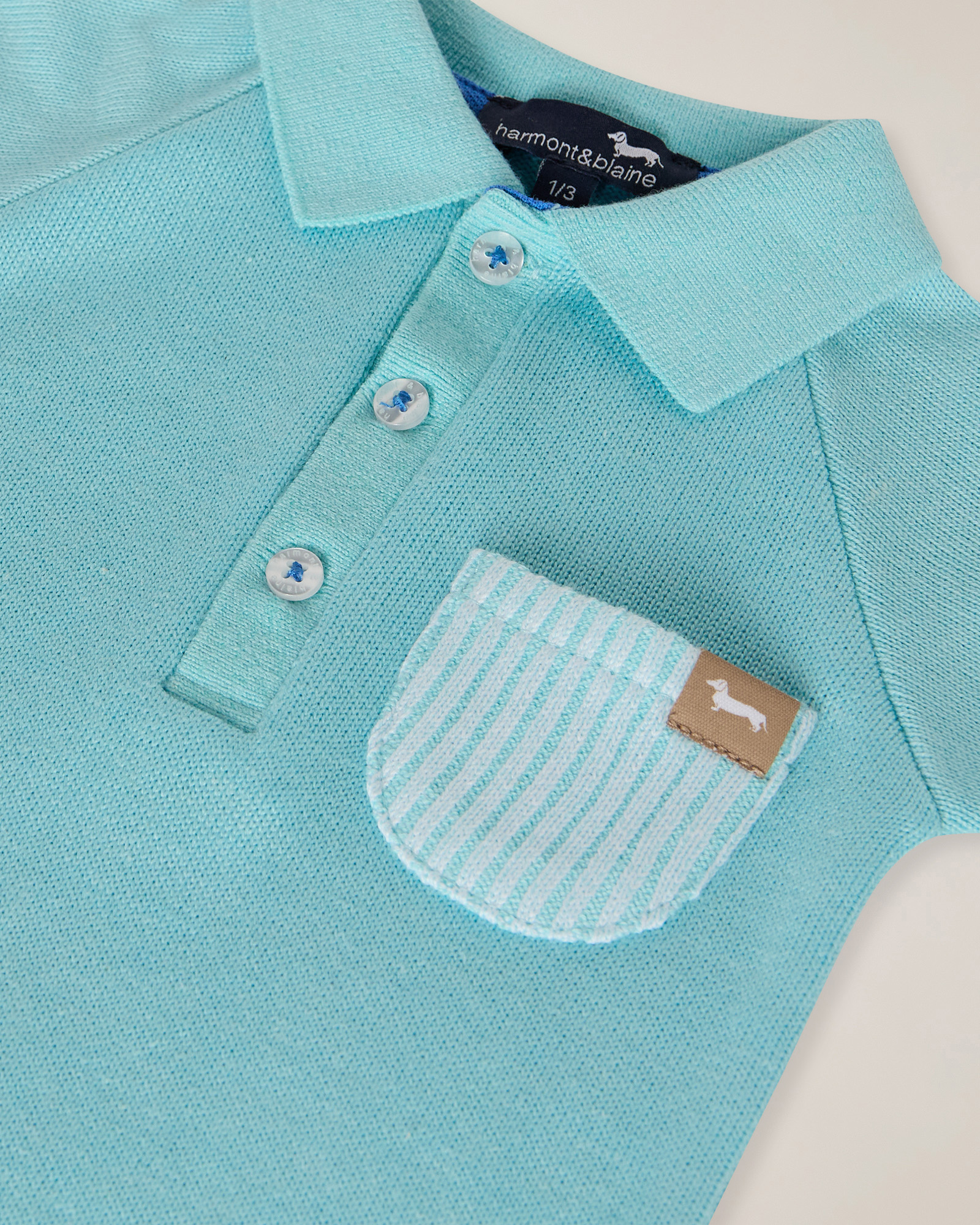 Yarn playsuit with breast pocket, Aqua Green, large image number 2