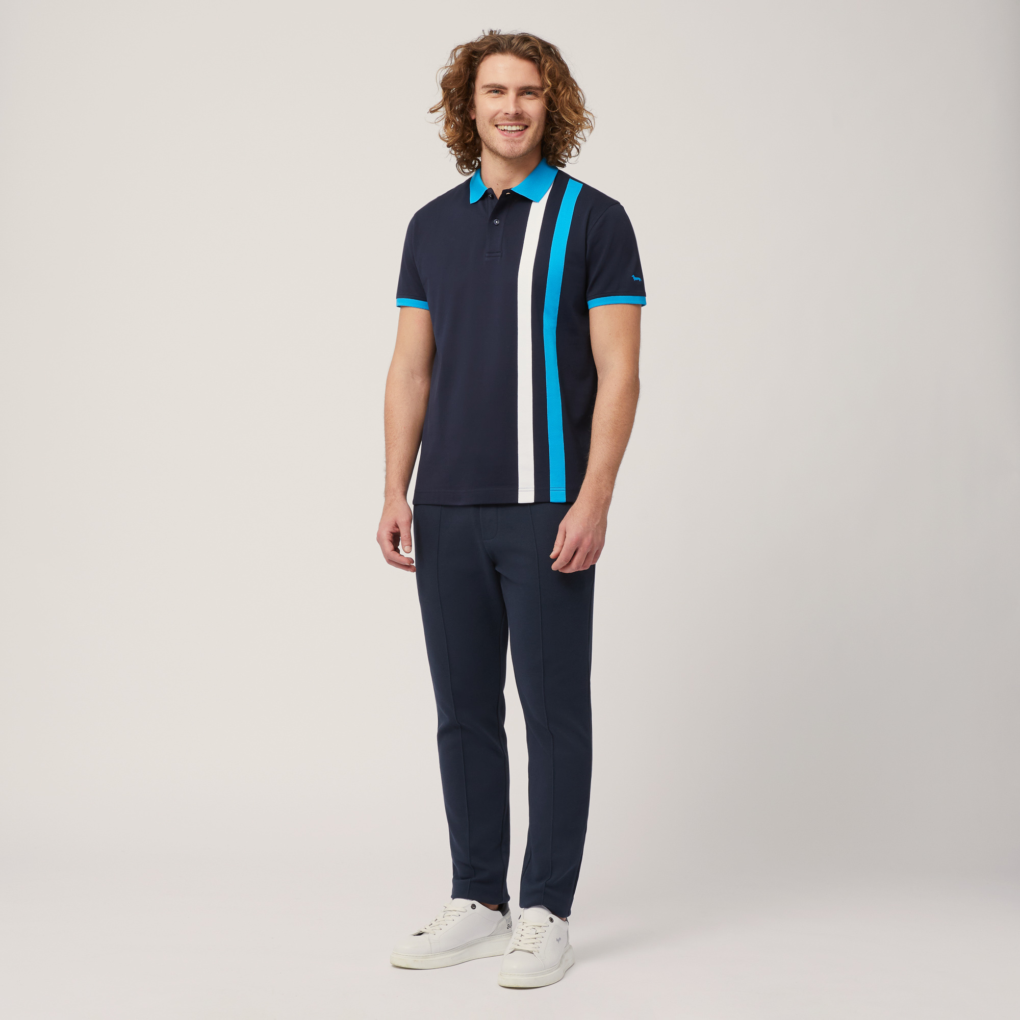 Polo with Contrasting Bands, Blue, large image number 3