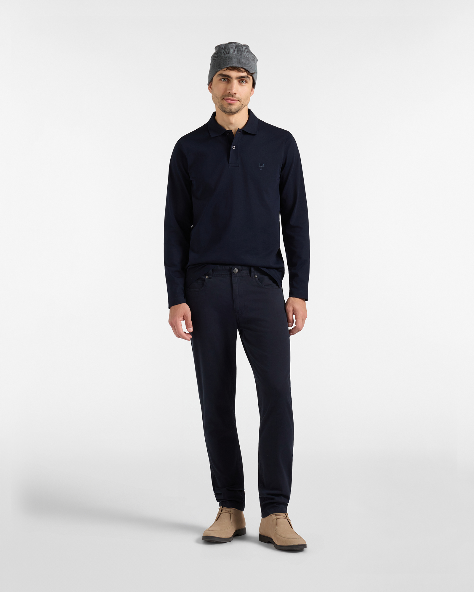 Pantalone HBJ Uomo 5 Tasche Narrow Fit in Gabardina di Cotone Stretch, BLU SCURO, large image number 3