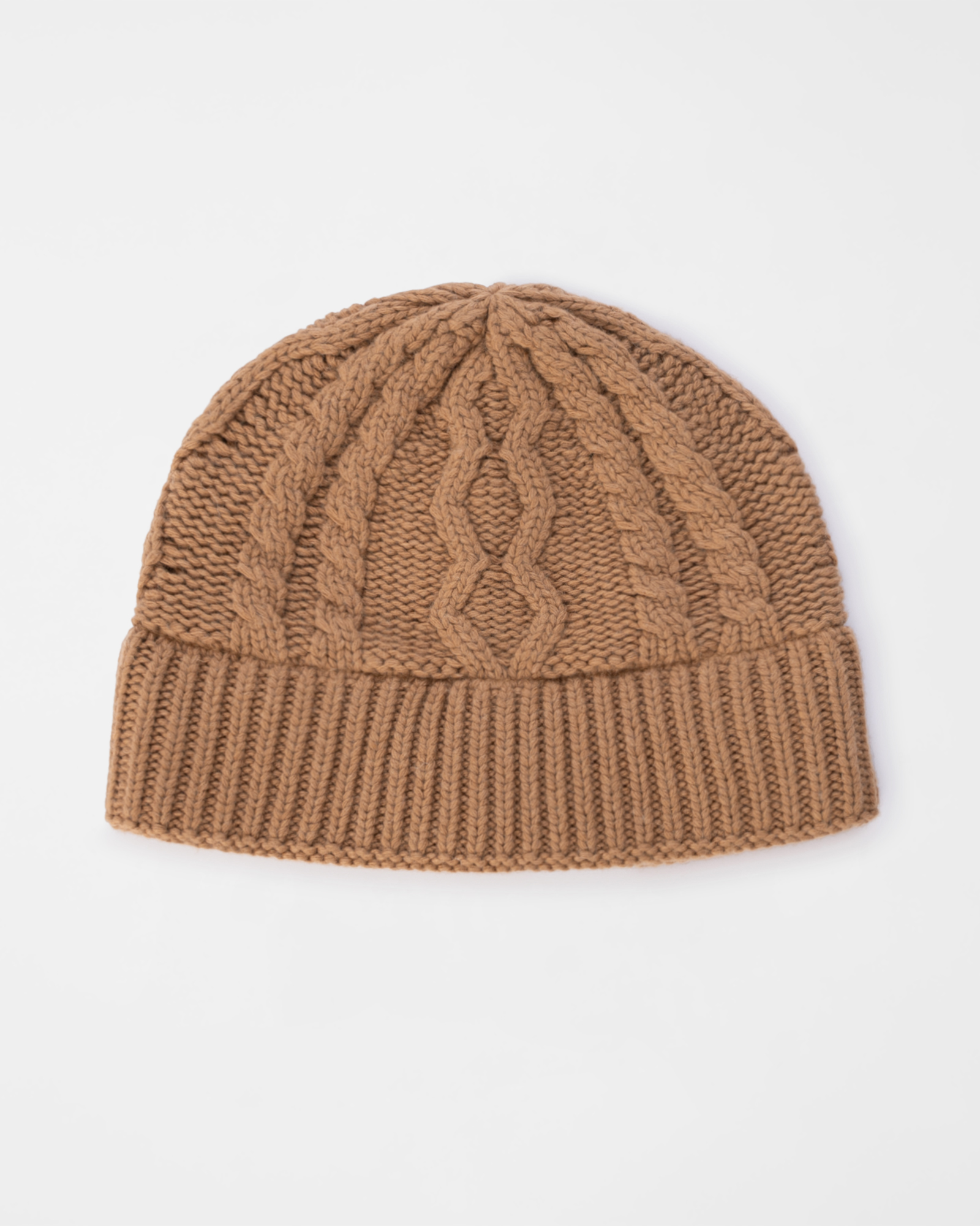 Men&rsquo;s Aran Cable-Knit Beanie in Wool Blend &ndash; Re-Loved Capsule Collection &ndash; Made in Italy, BEIGE, large