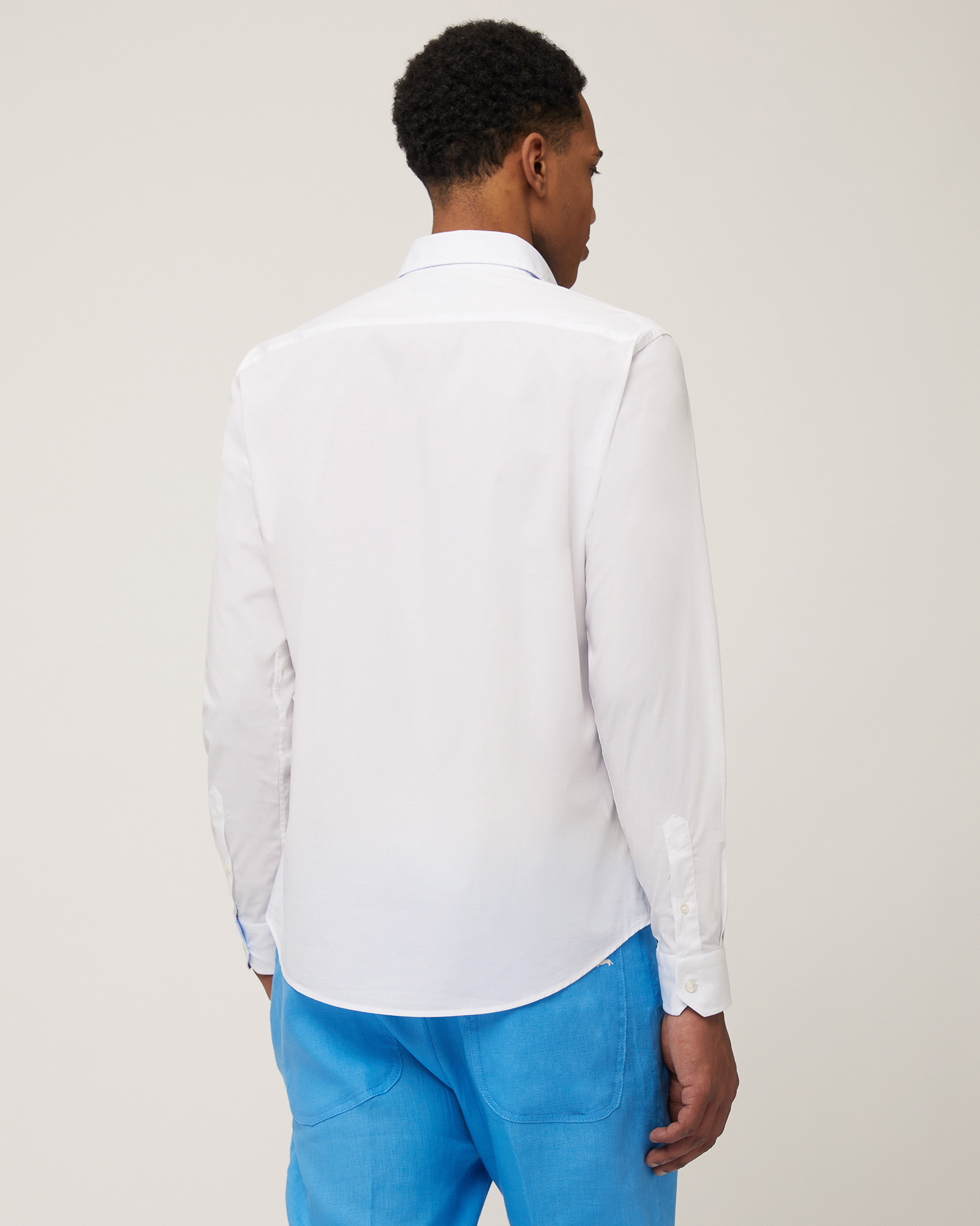Stretch Cotton Shirt, White, large image number 1