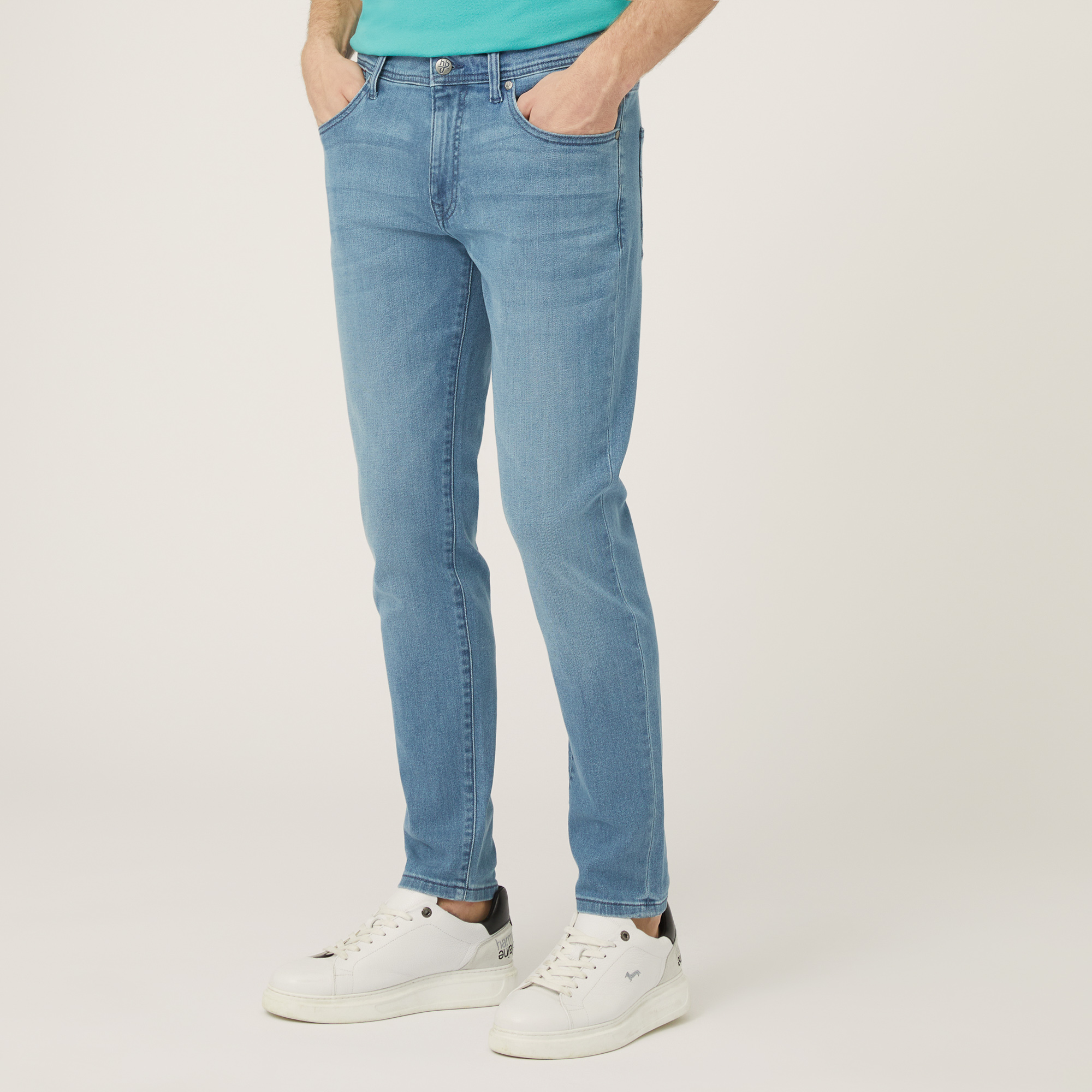 Pantaloni In Denim Slim Fit, Blu Denim, large image number 0