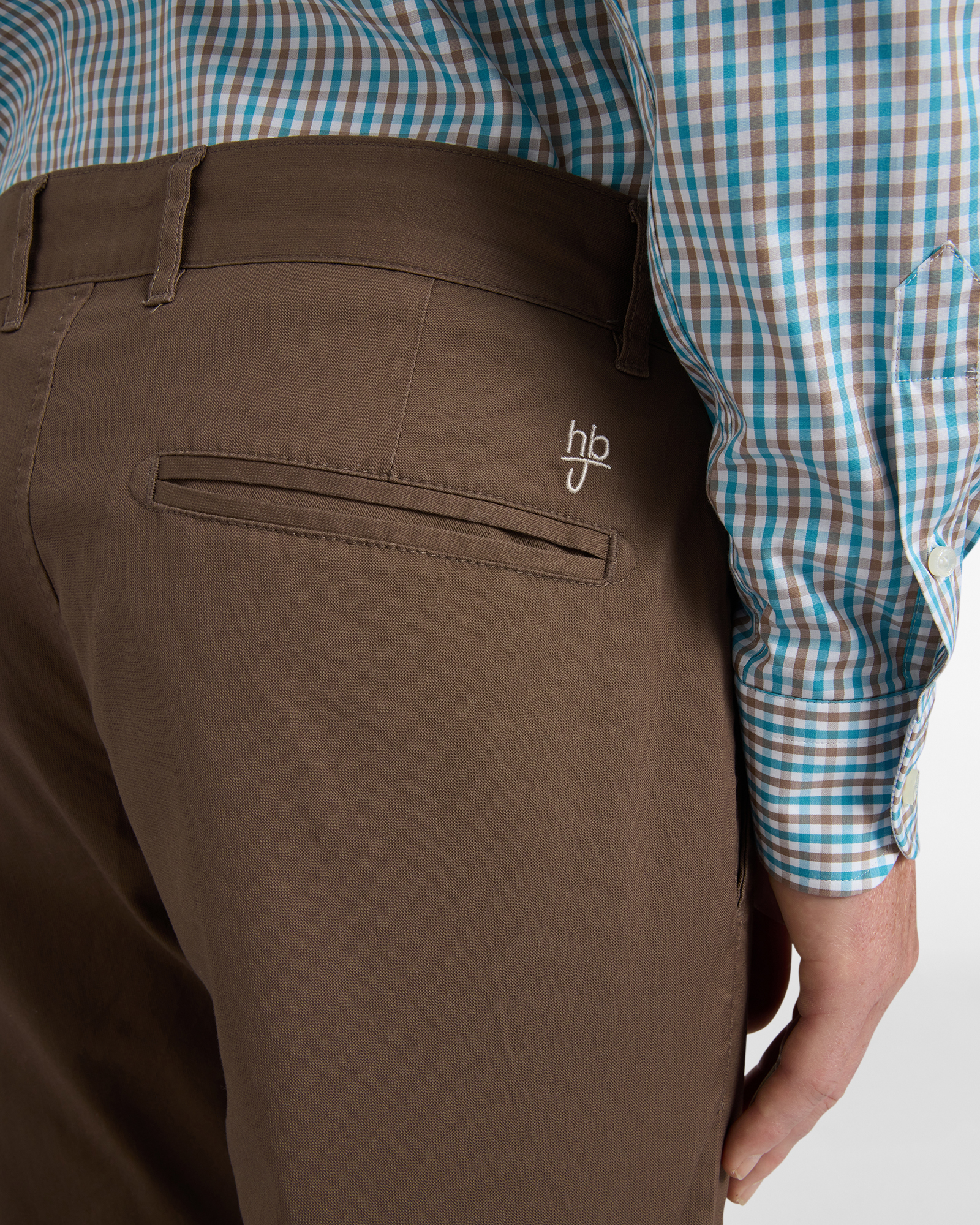 Chino Uomo Narrow in Tessuto Dobby, Marrone chiaro, large image number 2