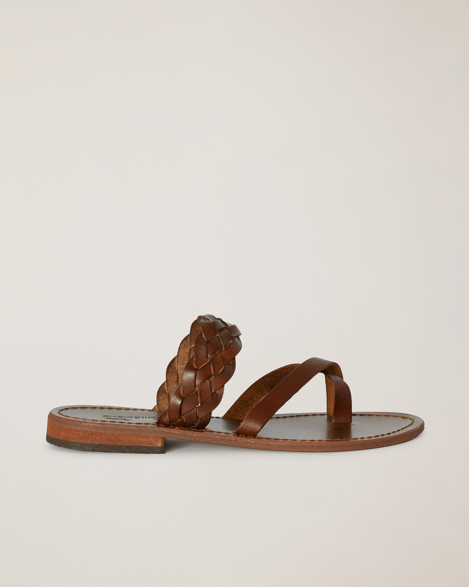 Sandali In Cuoio Con Treccia