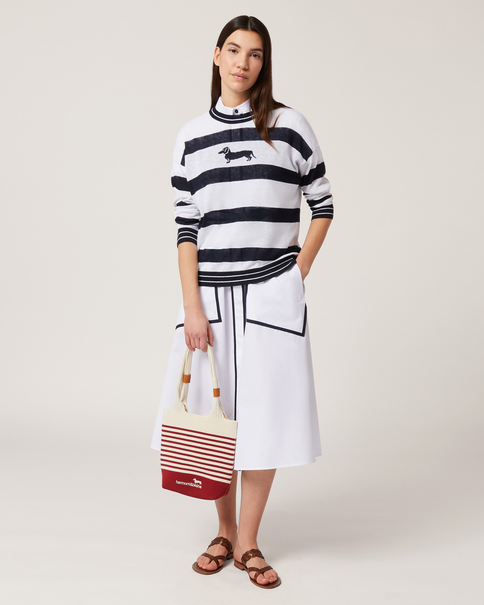 Striped Jacquard Sweater, Navy Blue, large image number 3