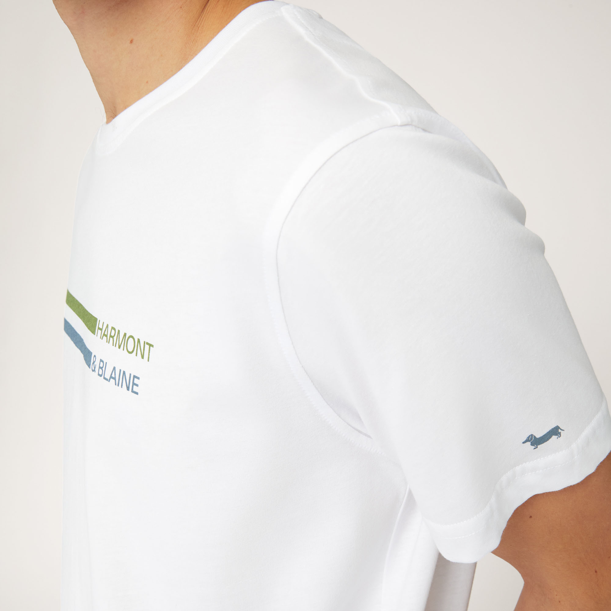 T-Shirt with Lettering and Stripes, White, large image number 2