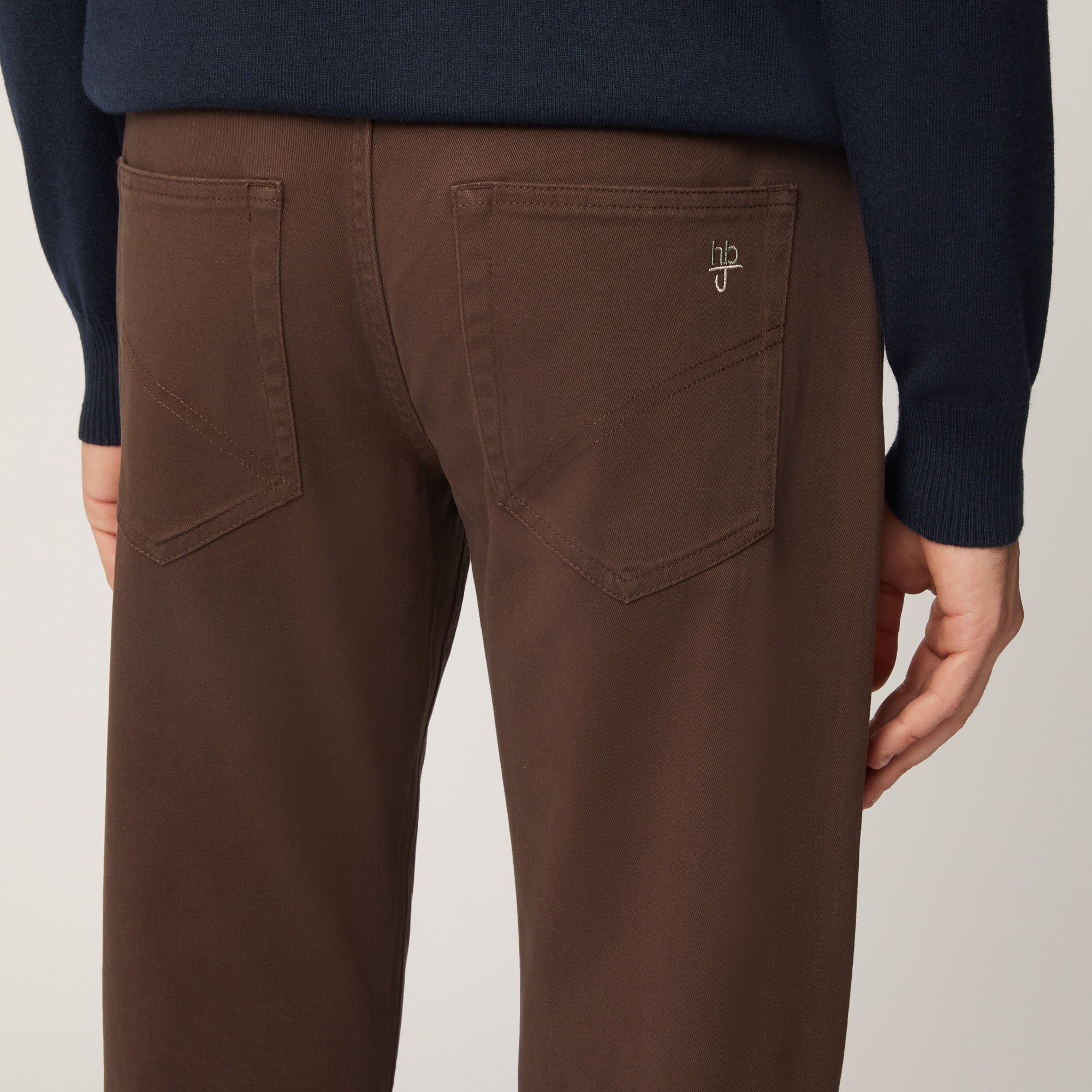 Pantalone Cinque Tasche In Twill Di Cotone, Marrone Scuro, large image number 2