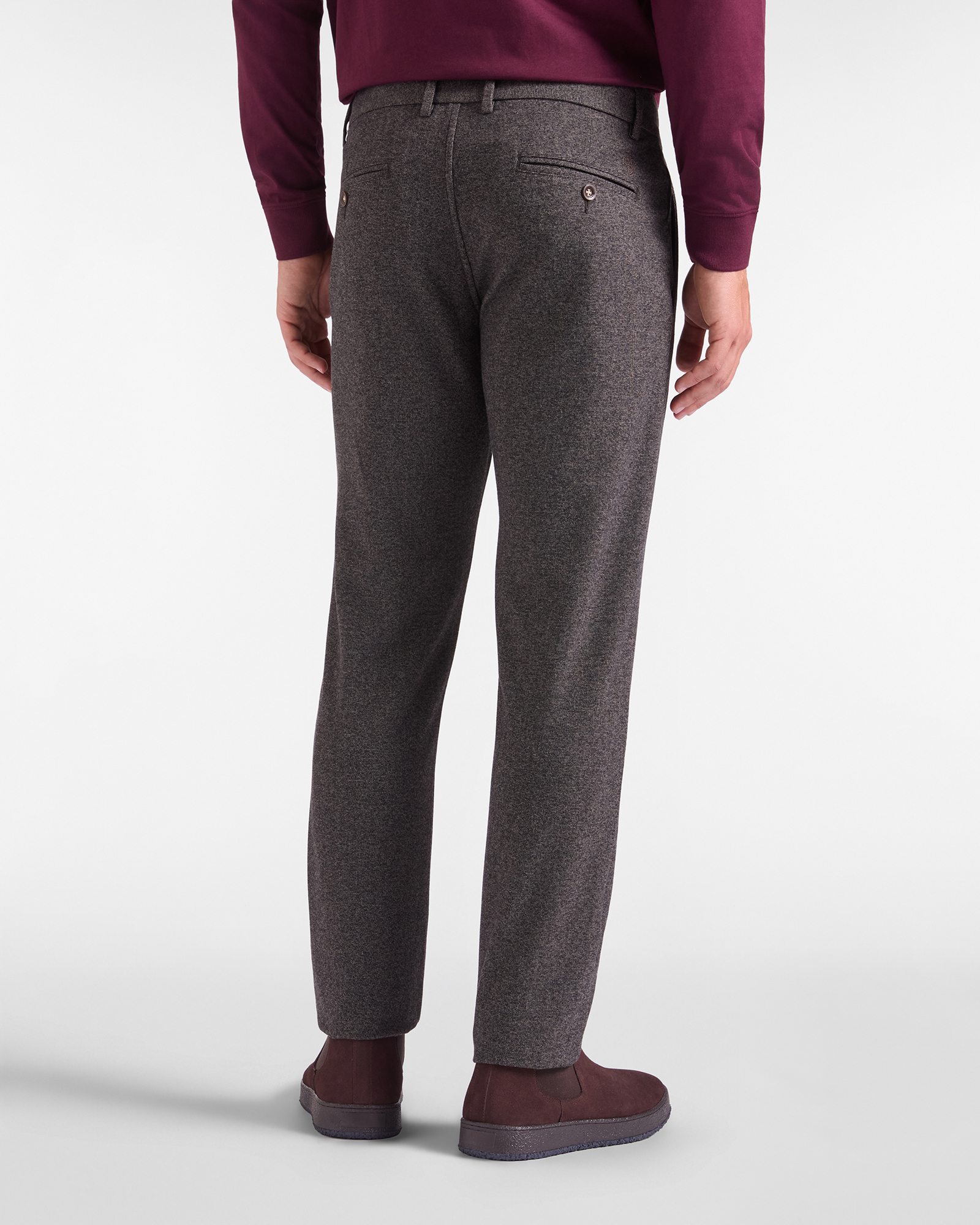 Pantalone Chino HBJ Uomo Narrow Fit in Tessuto a Filo Tinto, MARRONE, large