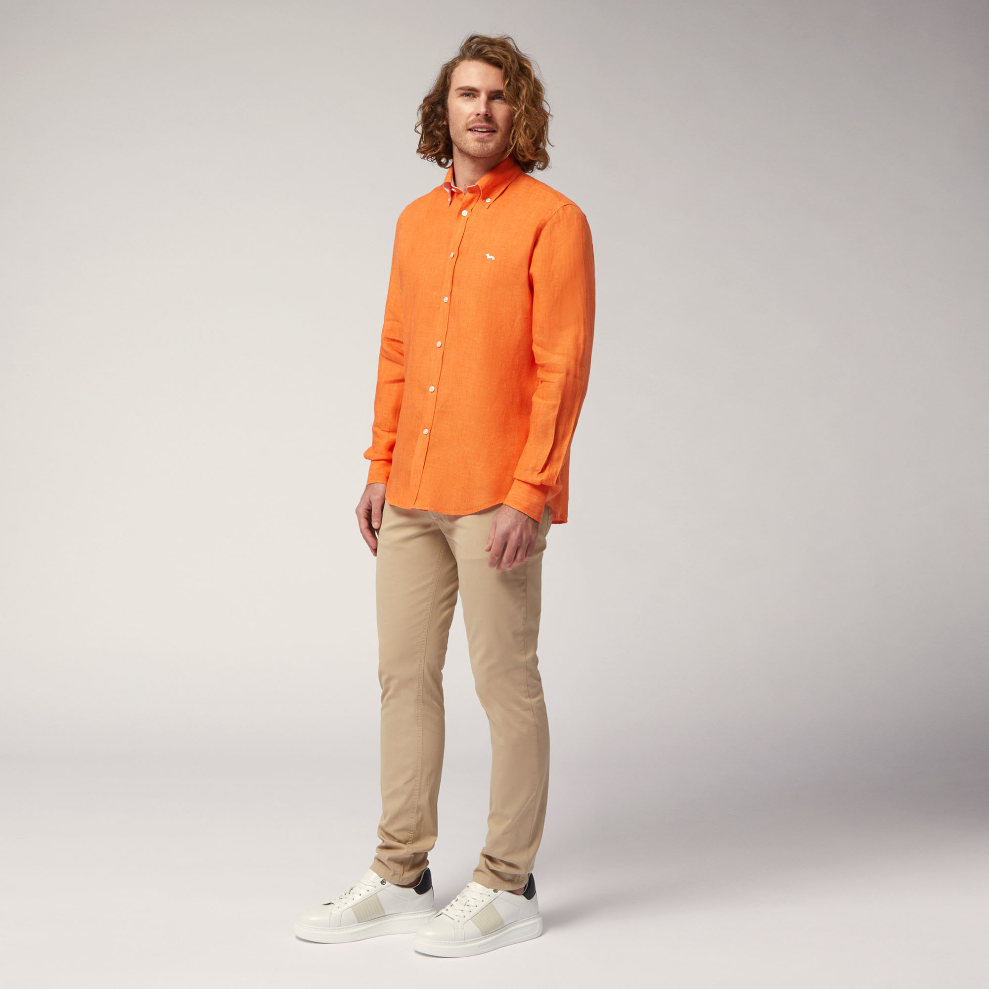 Linen Shirt, Orange, large image number 3