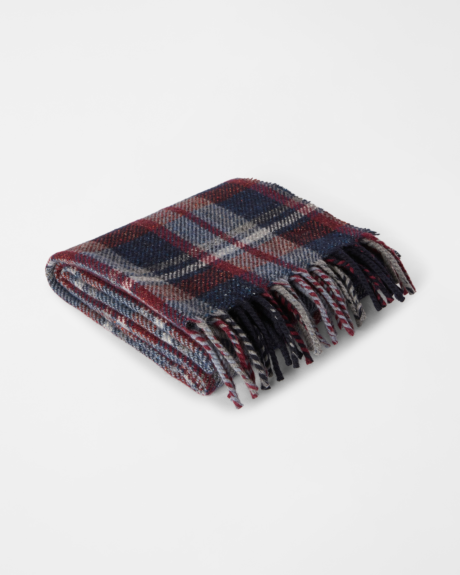 Men&rsquo;s button-woven wool and silk blend scarf, NAVY BLUE, large