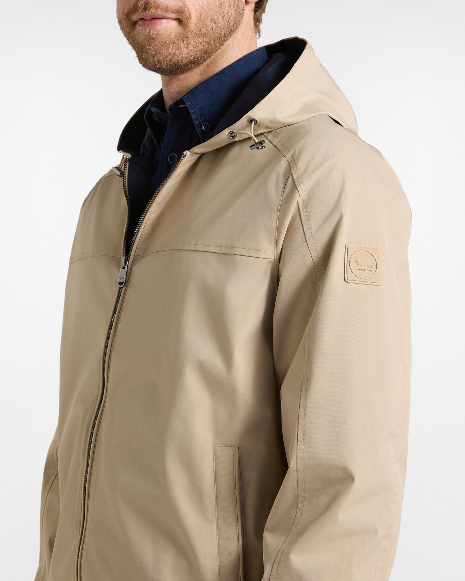 Men's nylon jacket with double fastening, BEIGE, large image number 2