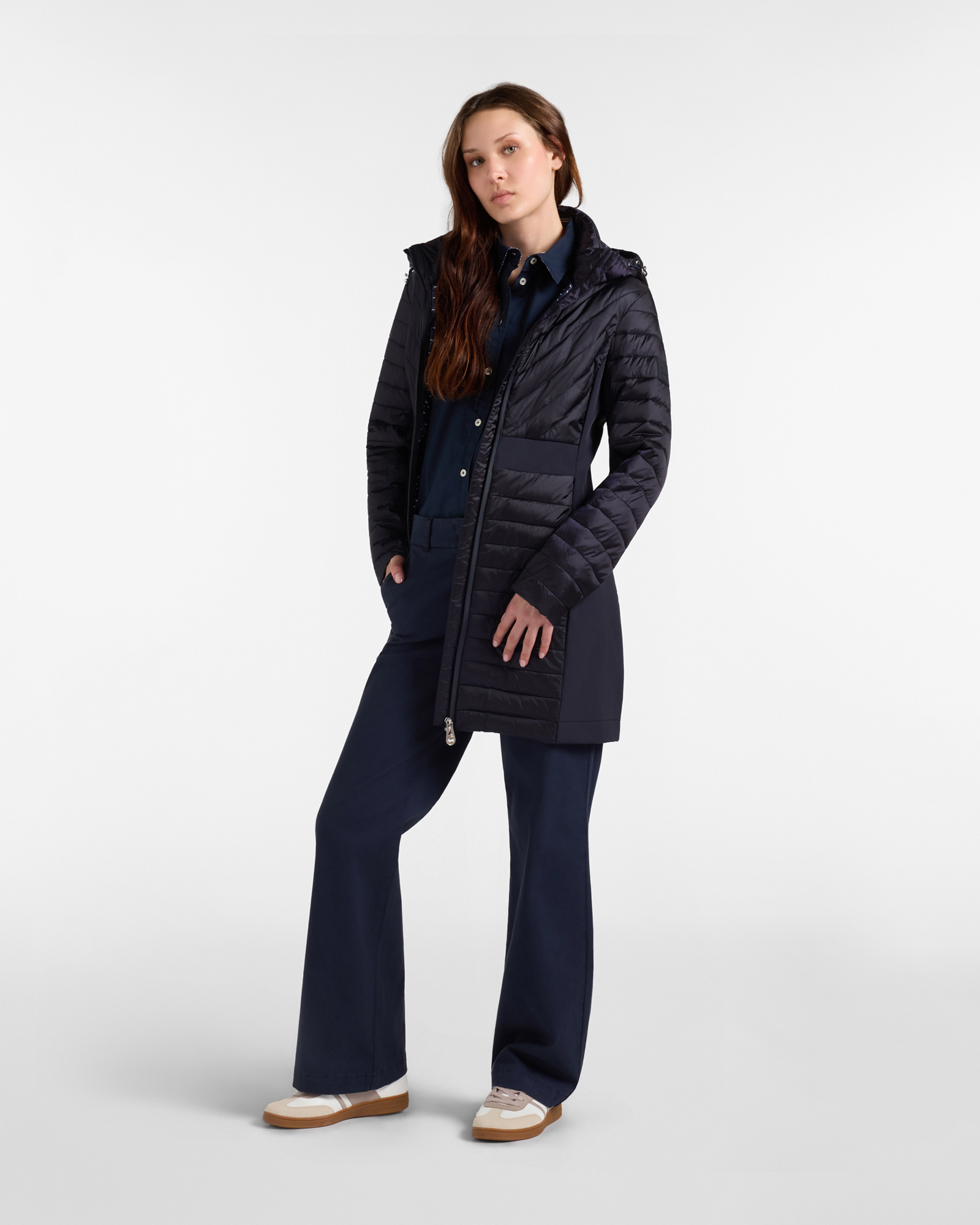 QUILTED JACKET WITH TECHNICAL TEXTILE PANELS, NAVY BLUE, large image number 3