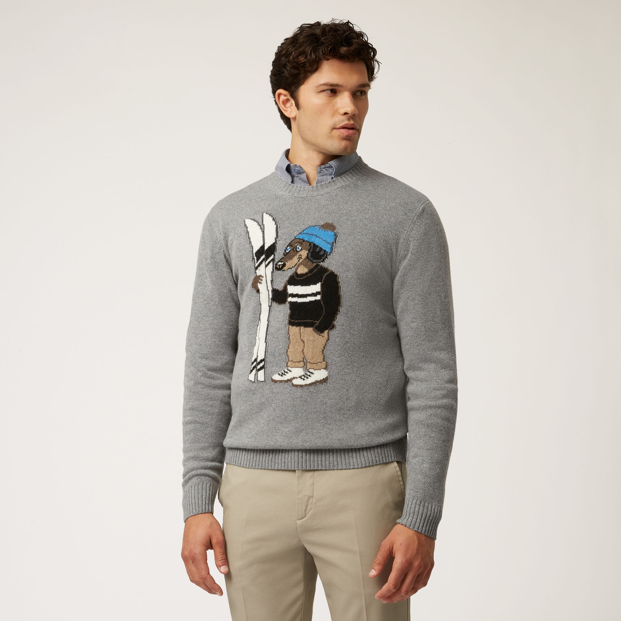 Pullover Girocollo Con Bassotto Blaine Ski Lounge, Grigio, large image number 0