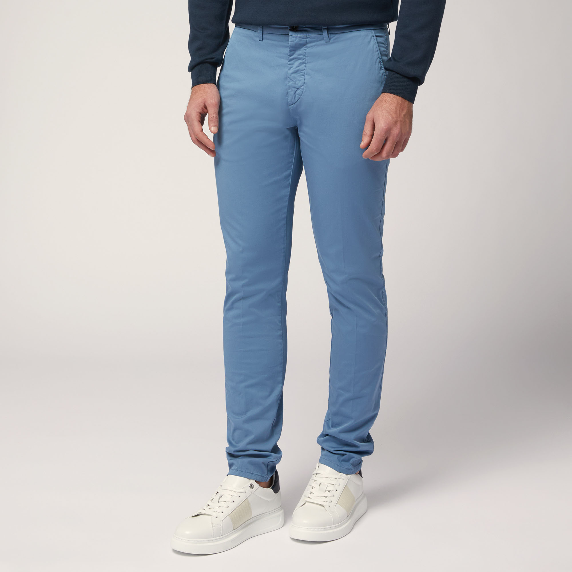 Pantaloni Chino Narrow Fit, Blu, large
