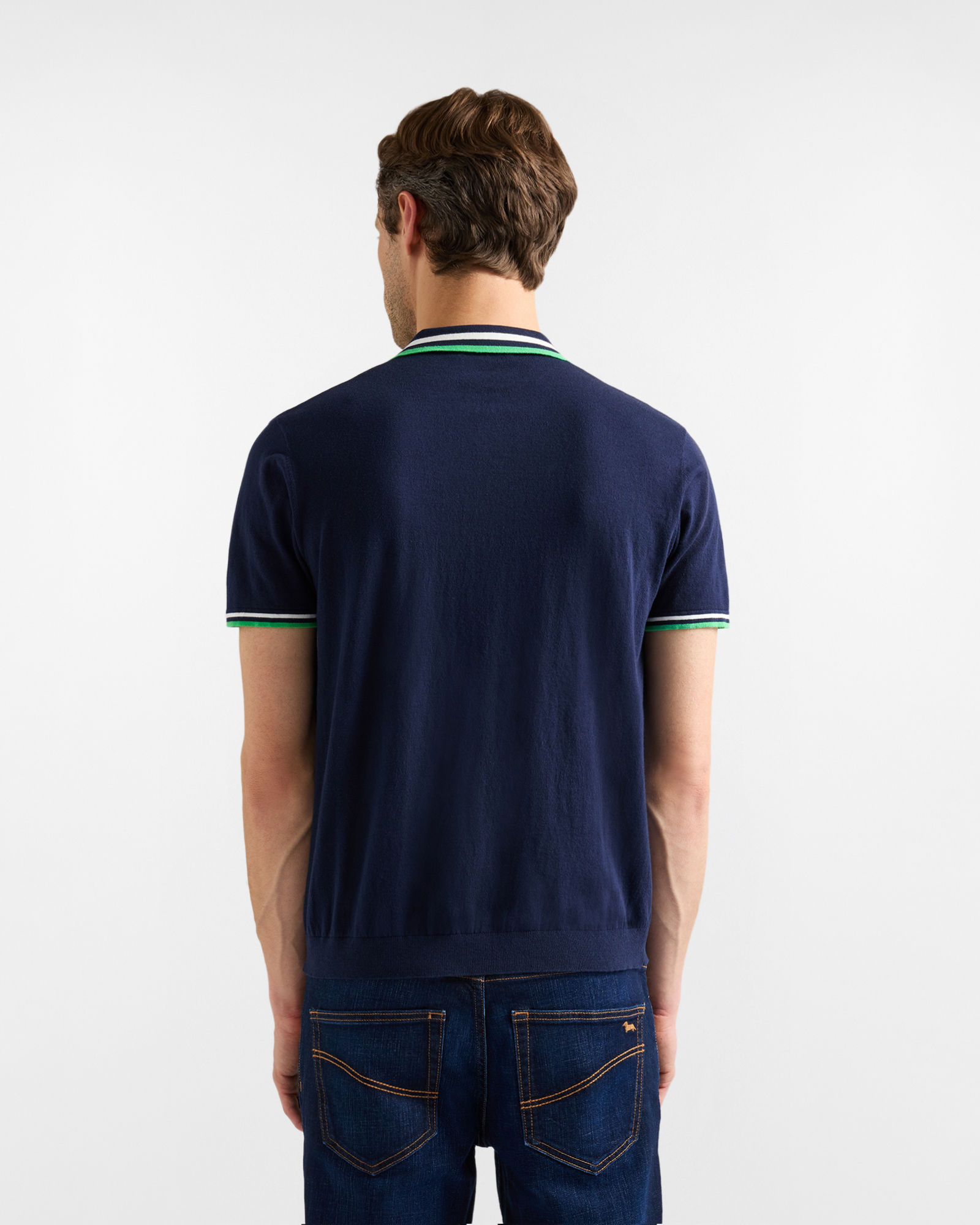 Knit polo shirt with zip