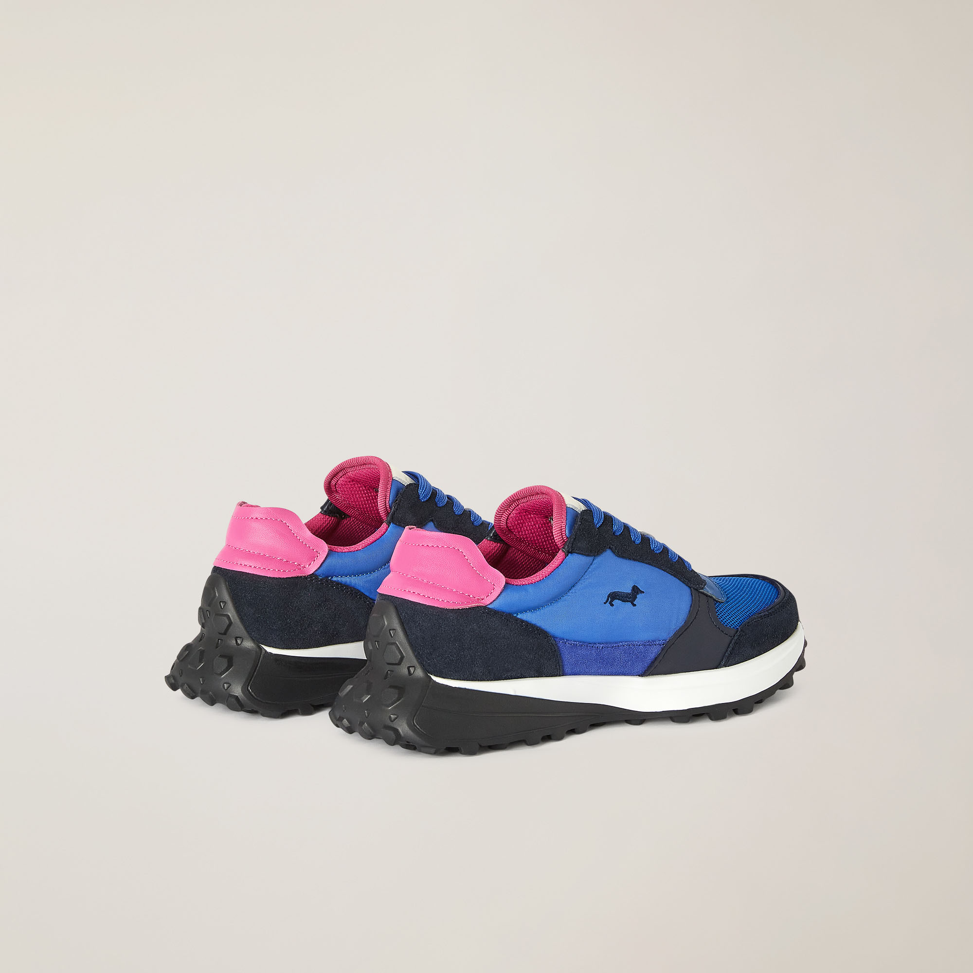 Mixed-Material Ultra Lightweight Running Sneakers, Cobalt blue/Pink, large image number 2