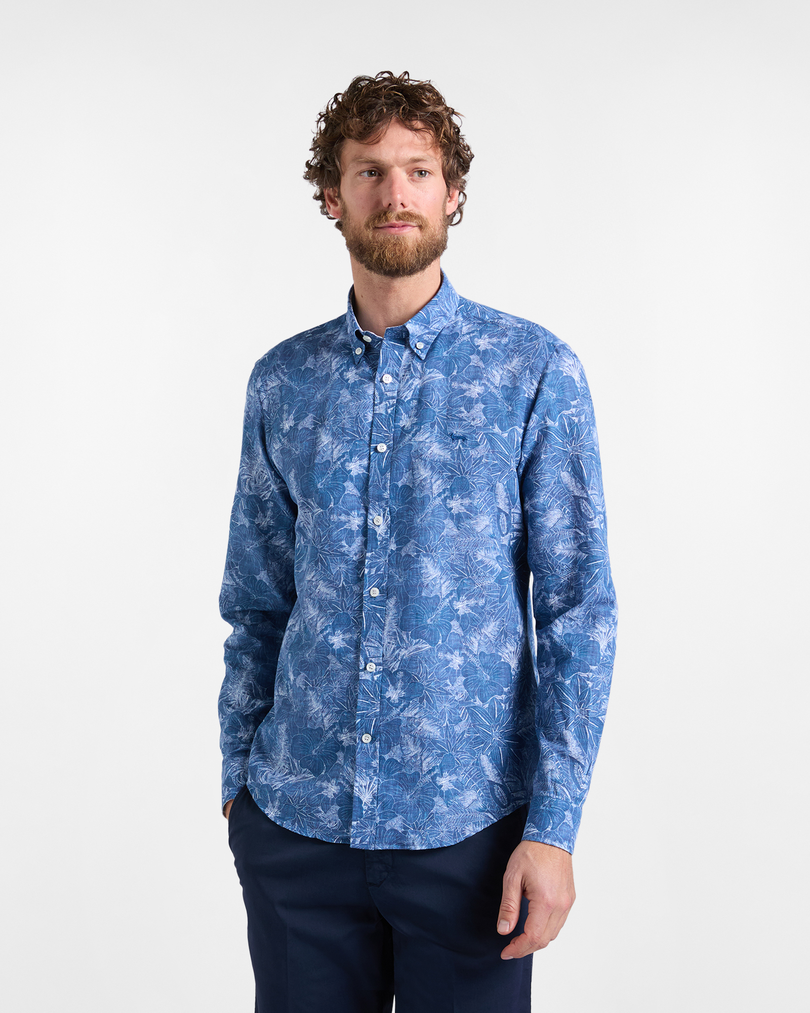 Chemise &agrave; motif floral coupe ajust&eacute;e pour homme