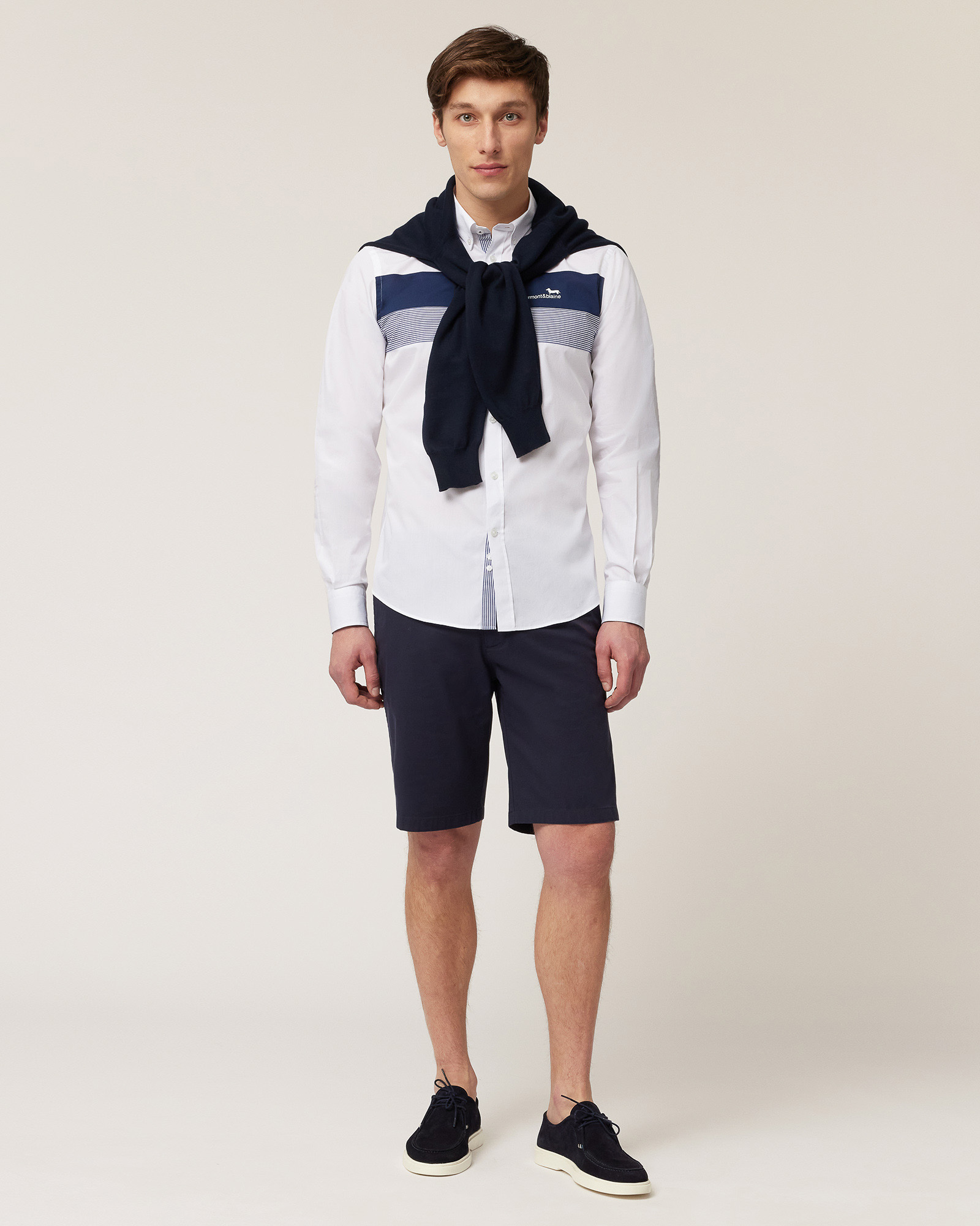 Shirt with Contrasting Bands, Navy Blue, large image number 3