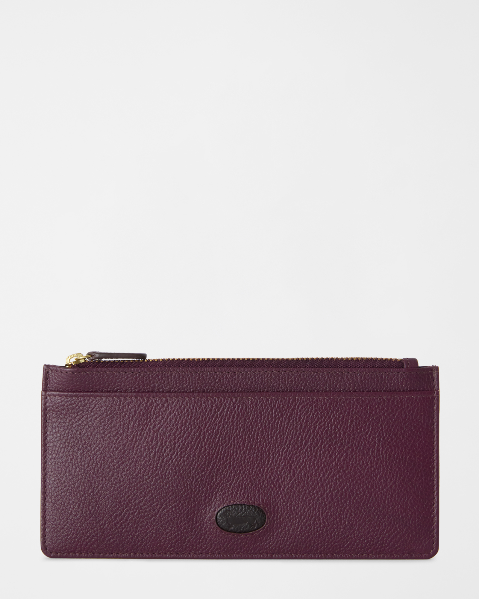 Burgundy leather women&rsquo;s card holder with zip