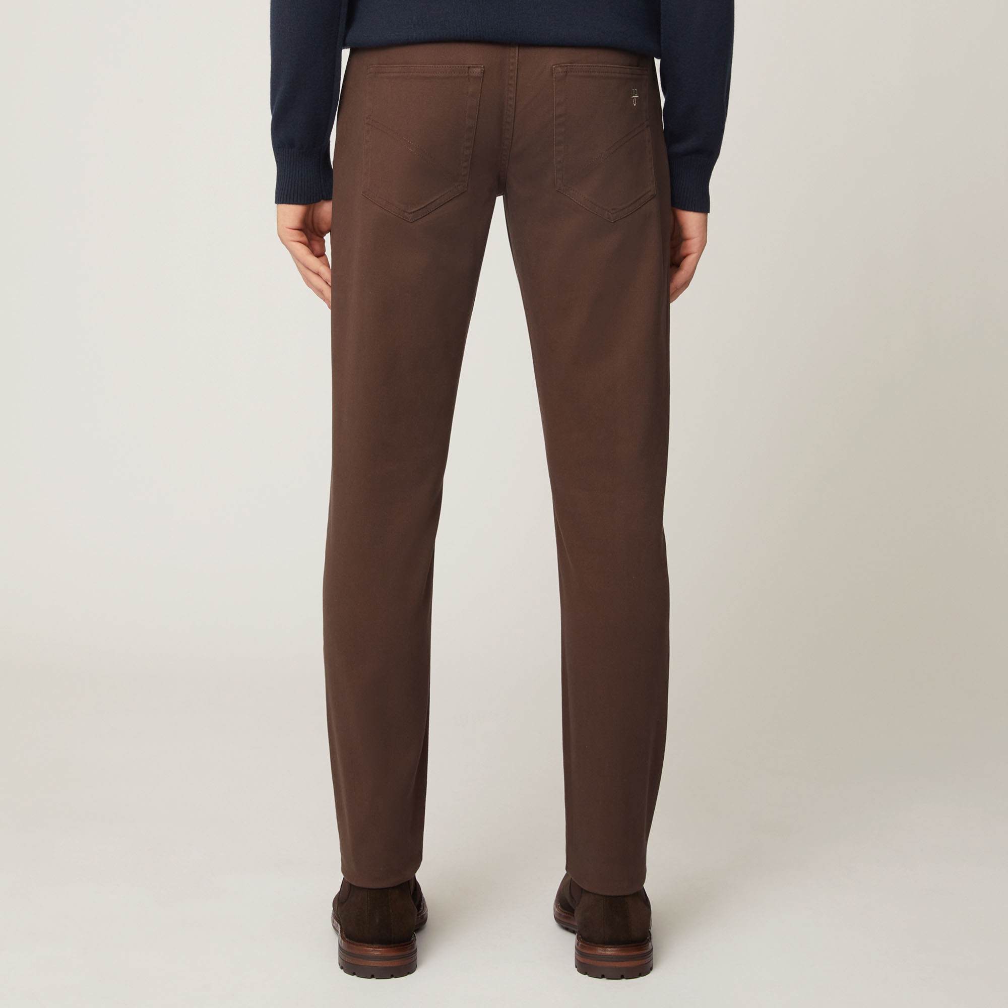 Pantalone Cinque Tasche In Twill Di Cotone, Marrone Scuro, large image number 1