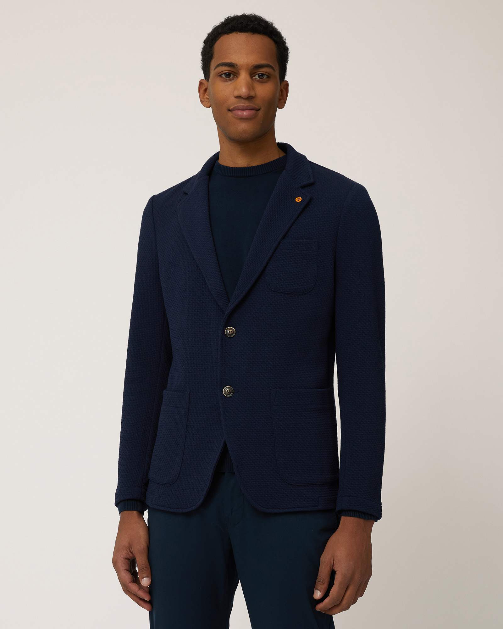 Giacca In Jersey Regular Fit, Blu Scuro, large
