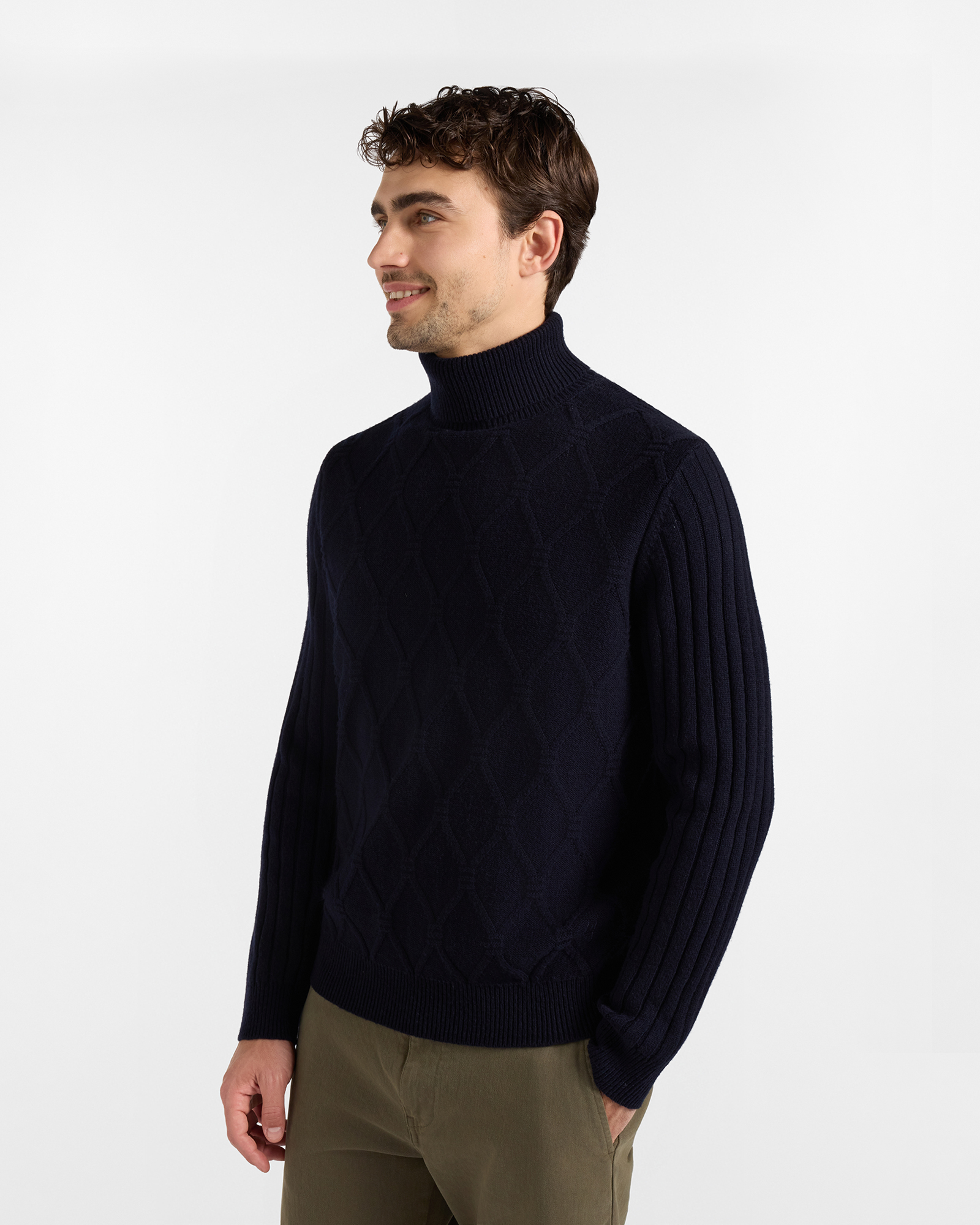 Dolcevita HBJ Uomo in Misto Mohair, BLU SCURO, large
