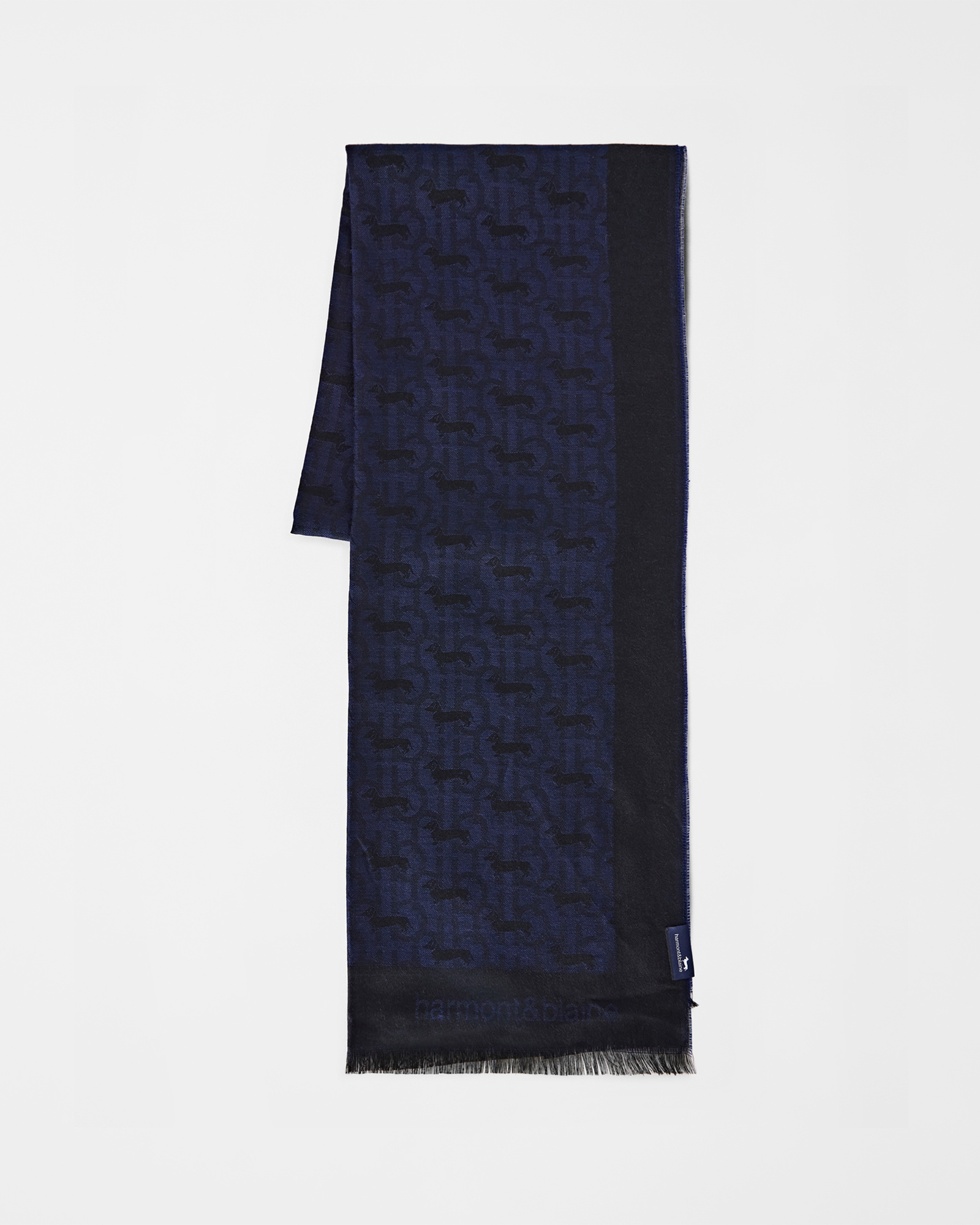 Men's monogram scarf in green viscose with all-over dachshund jacquard