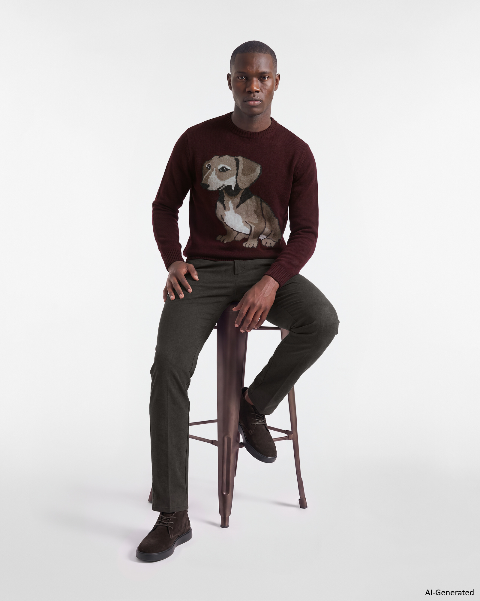Men's Made in Italy regular fit pullover in wool and cashmere blend, DARK PURPLE, large