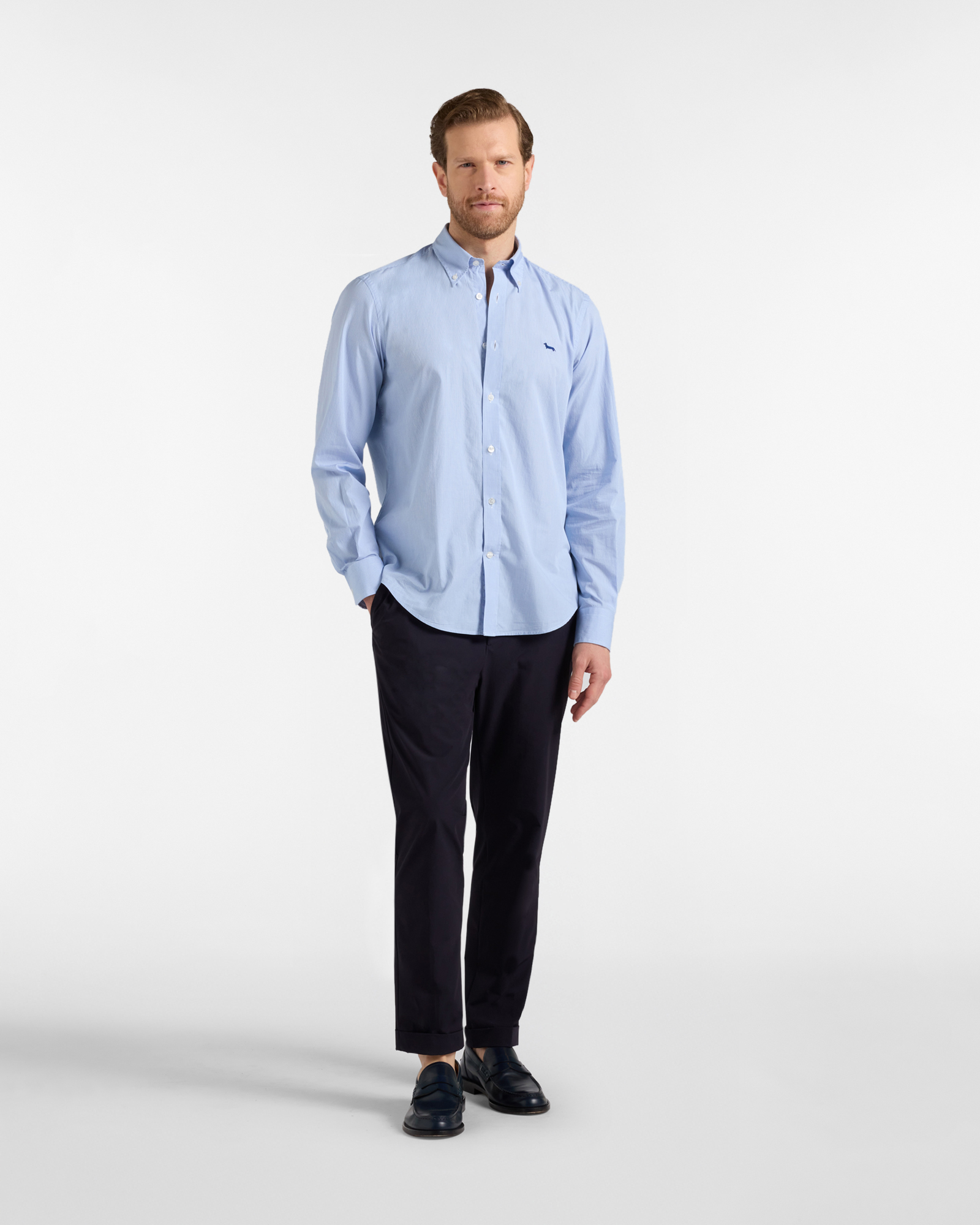 Camicia Uomo Regular Fit in Cotone Con Contrasti Interni, Blu, large image number 3