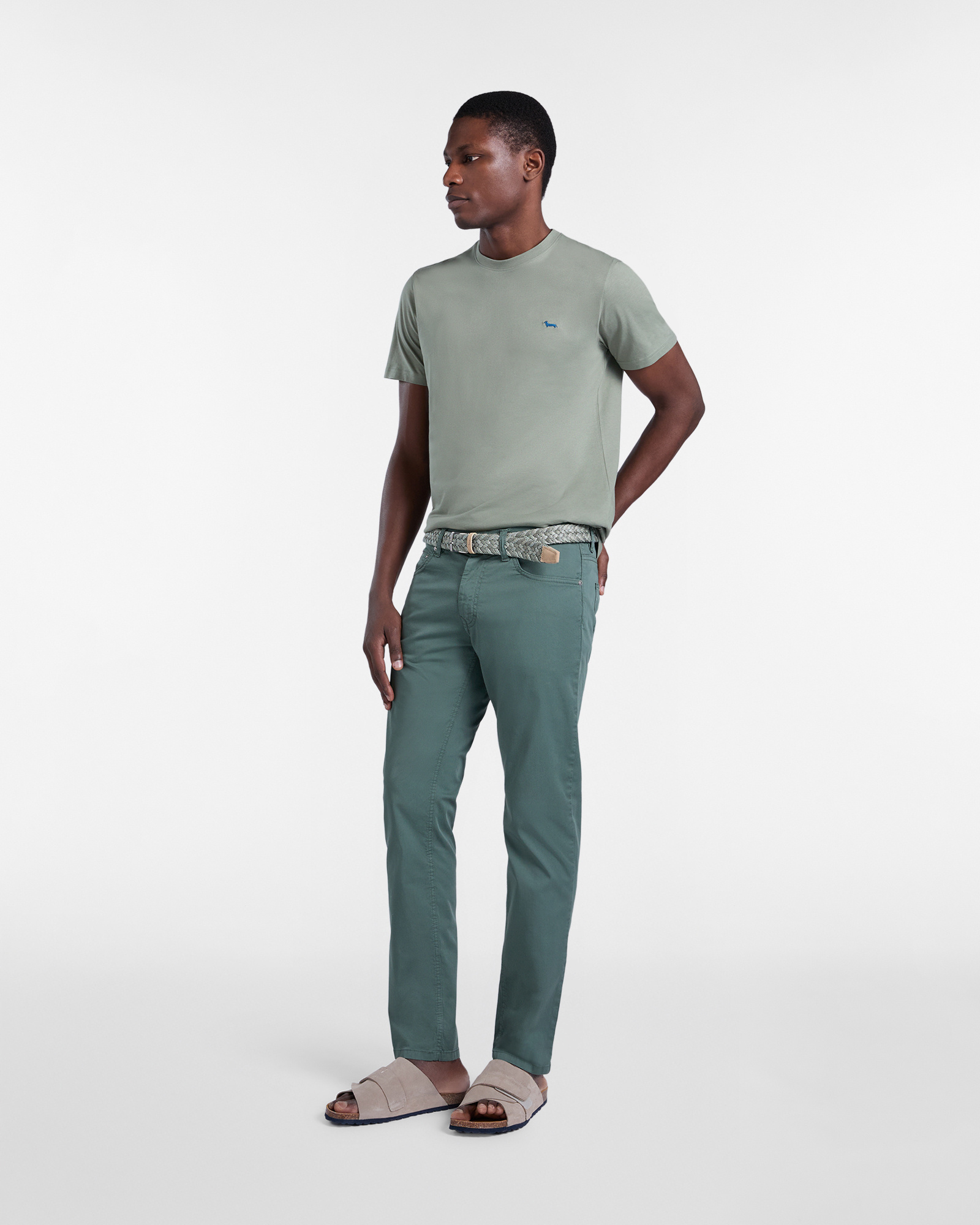 Camiseta ajustada de algod&oacute;n para hombre, Verde, large image number 3