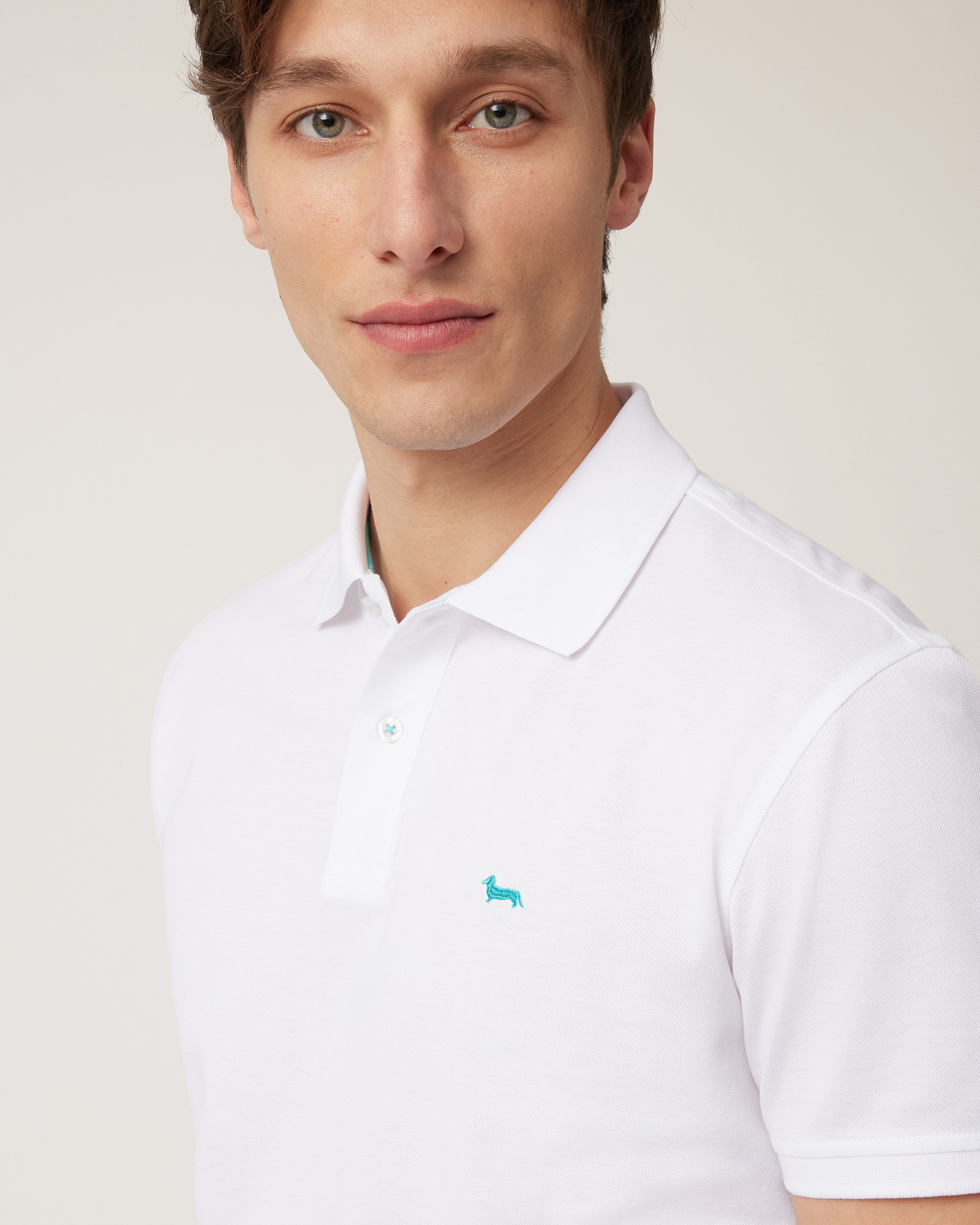 Cotton Polo with Dachshund, White, large image number 2