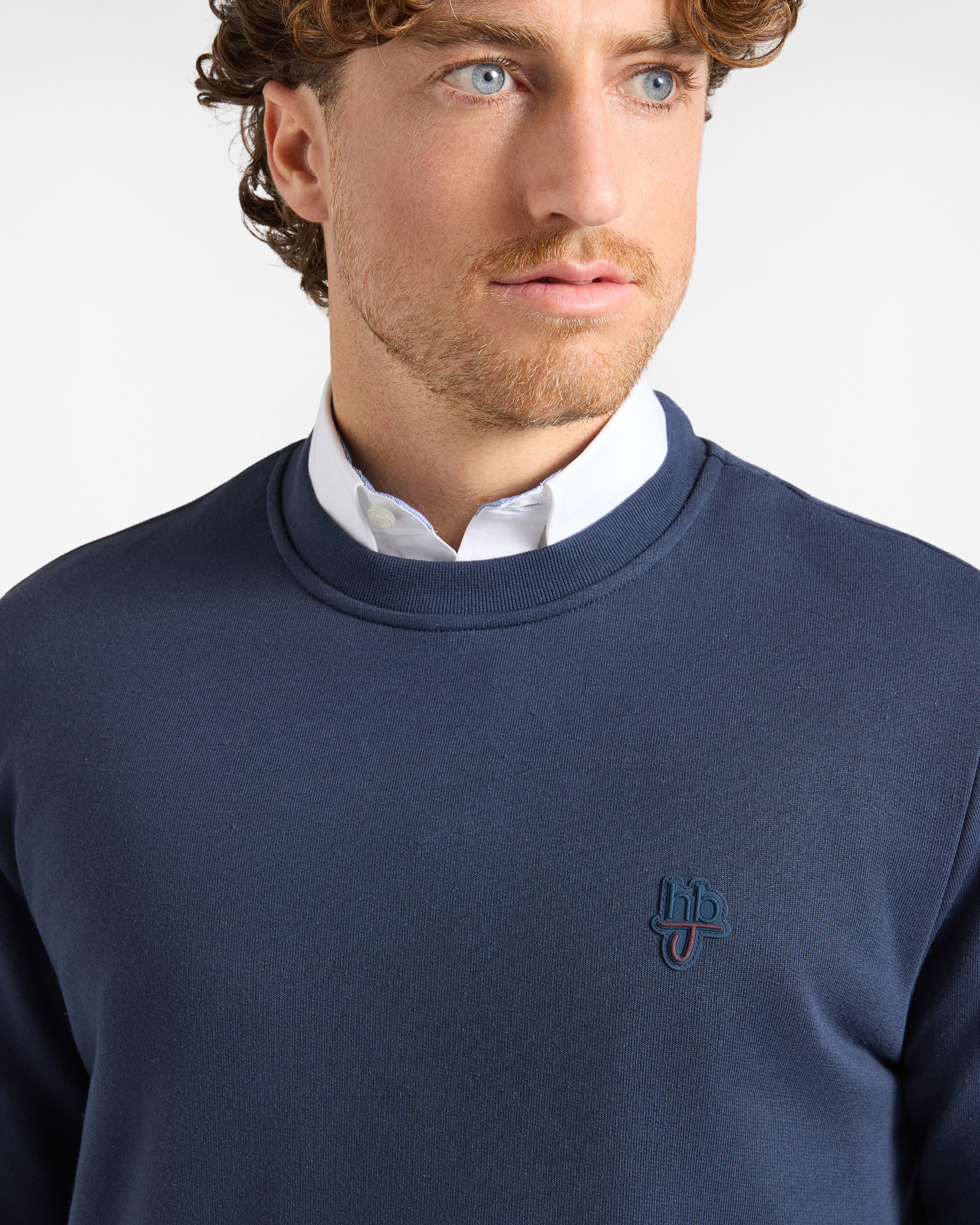 Felpa HBJ Uomo con patch logo in misto cotone, BLU SCURO, large