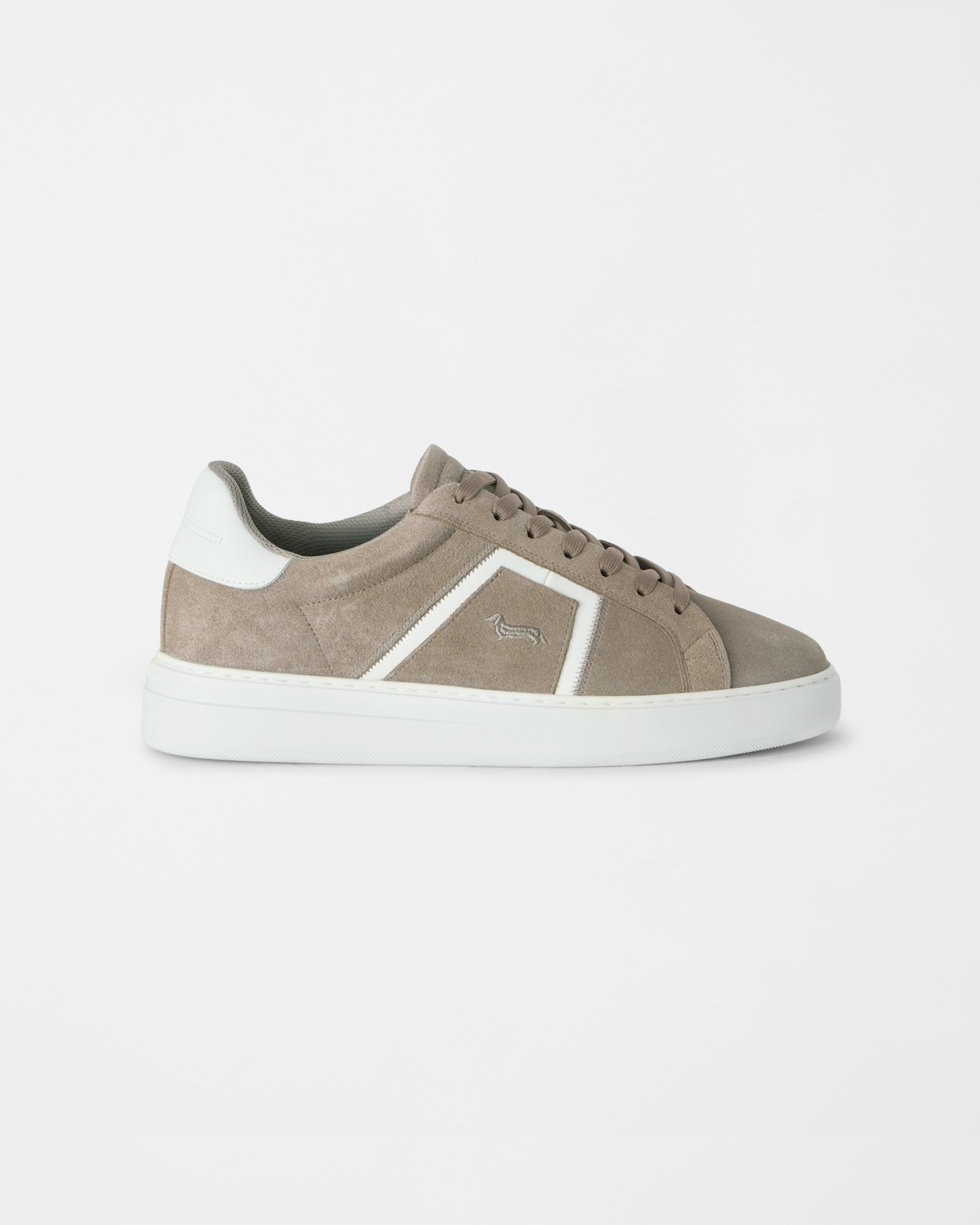 Men's beige suede sneakers with nylon inserts