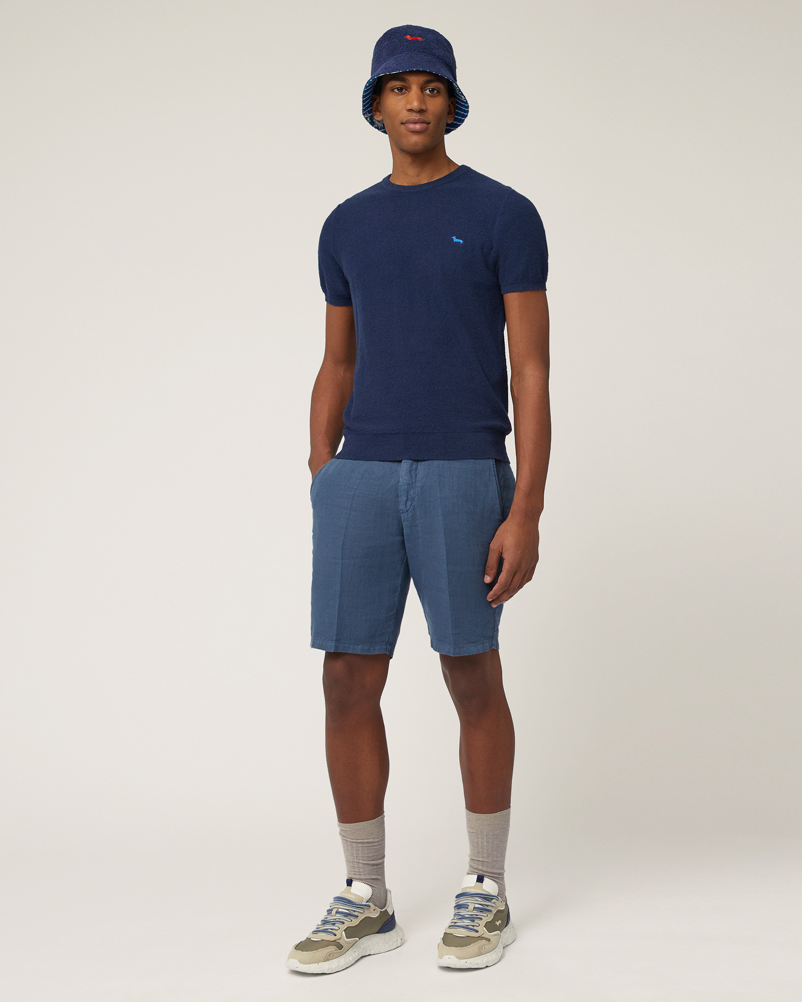 Regular Fit Linen Bermuda Shorts, Dark Lavender, large image number 3