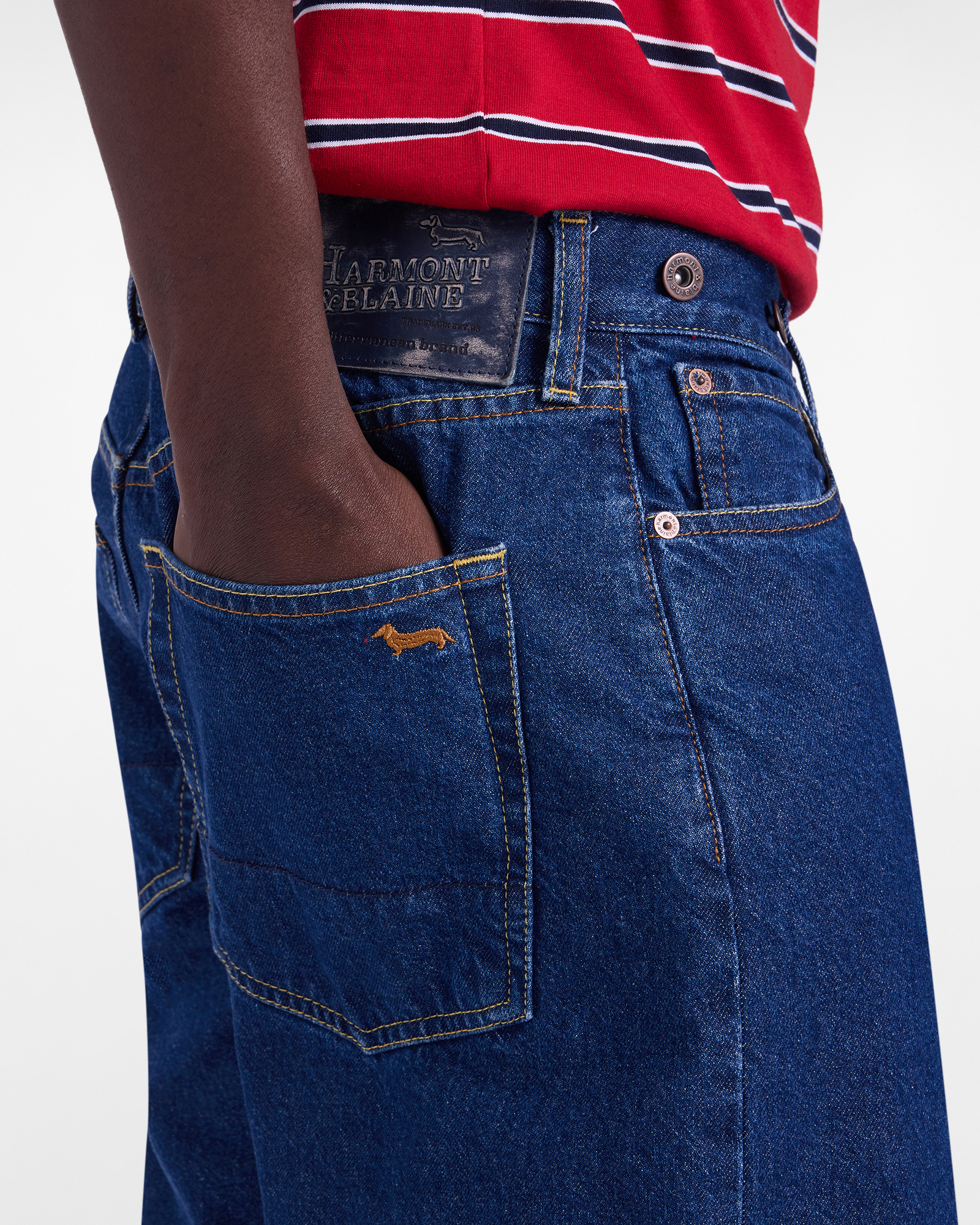 Men's selvedge denim jeans with belt, Denim Blue, large image number 2