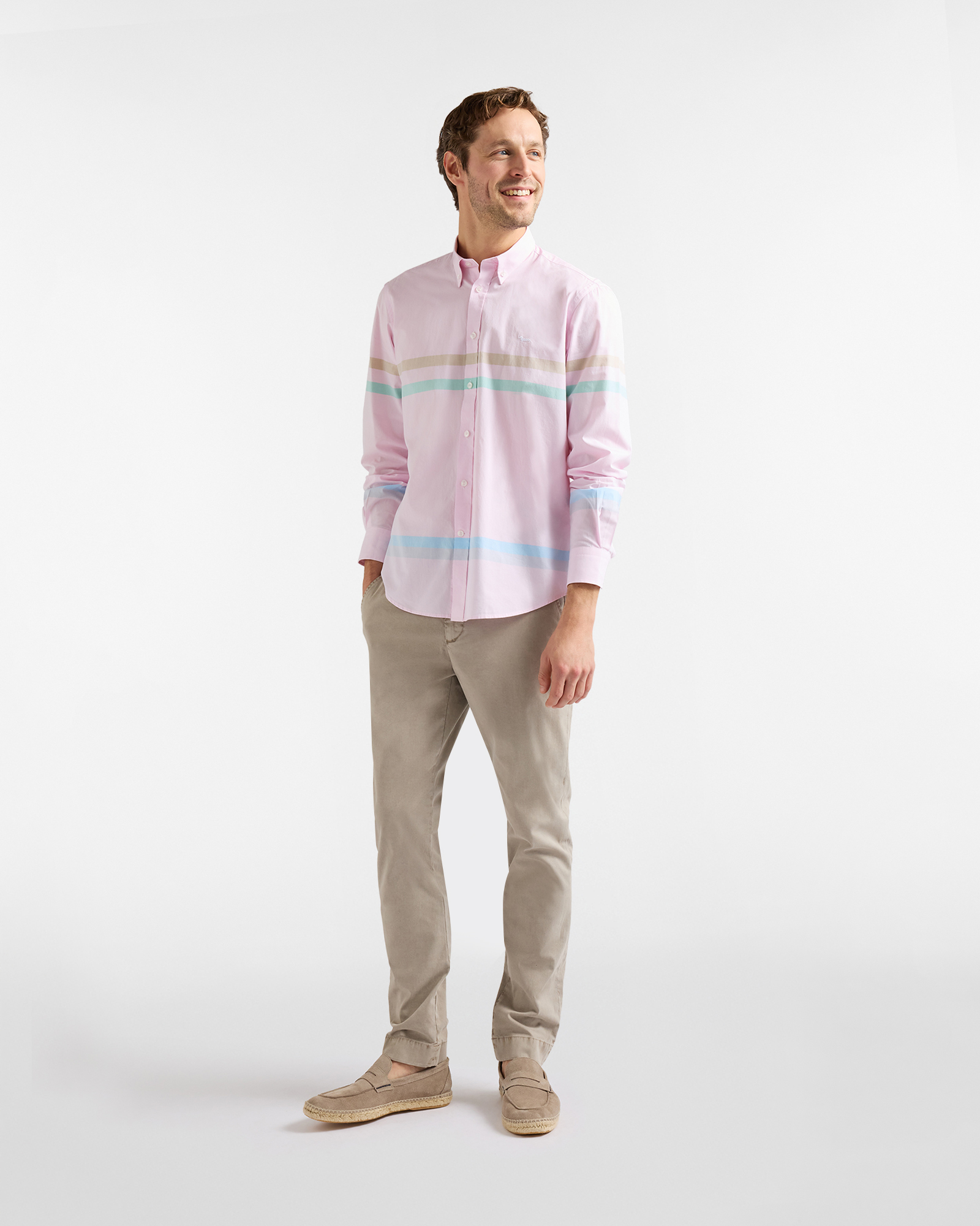 Men's shirt with horizontal stripes, Pink, large image number 3