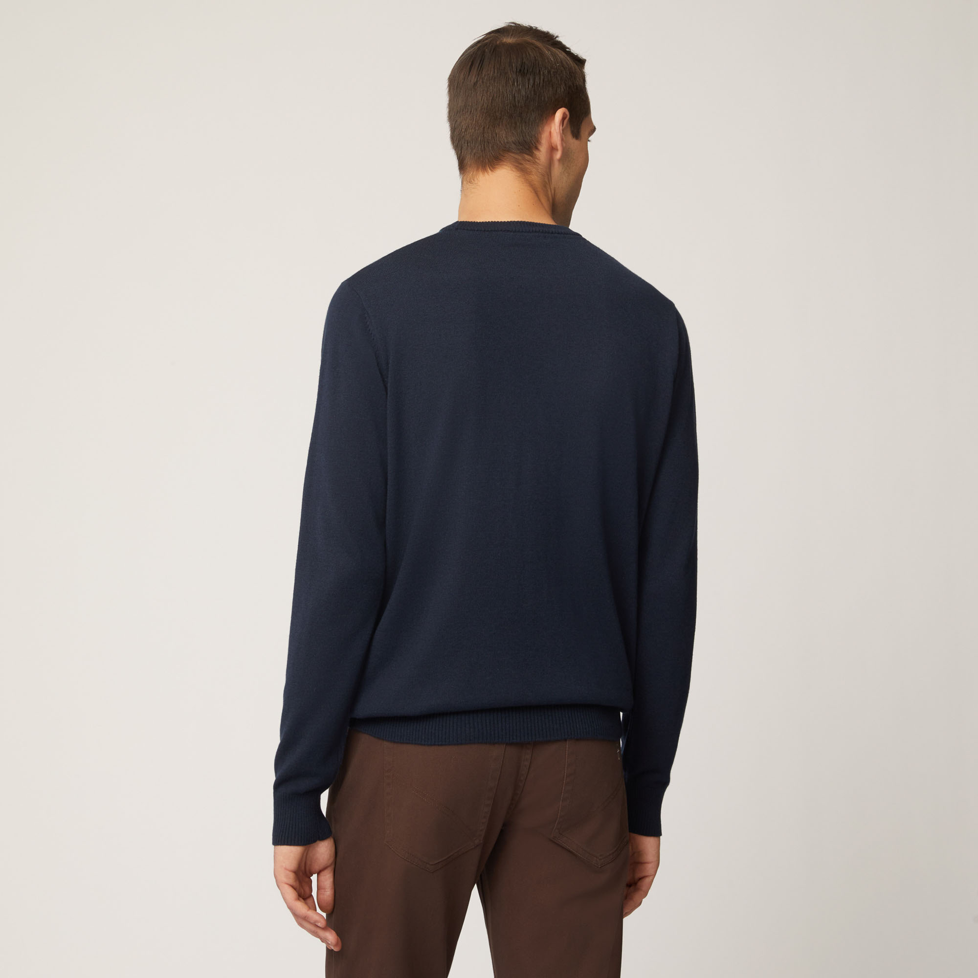 Pullover Girocollo In Misto Lana Con Fantasia Sul Davanti, Light Blue, large image number 1