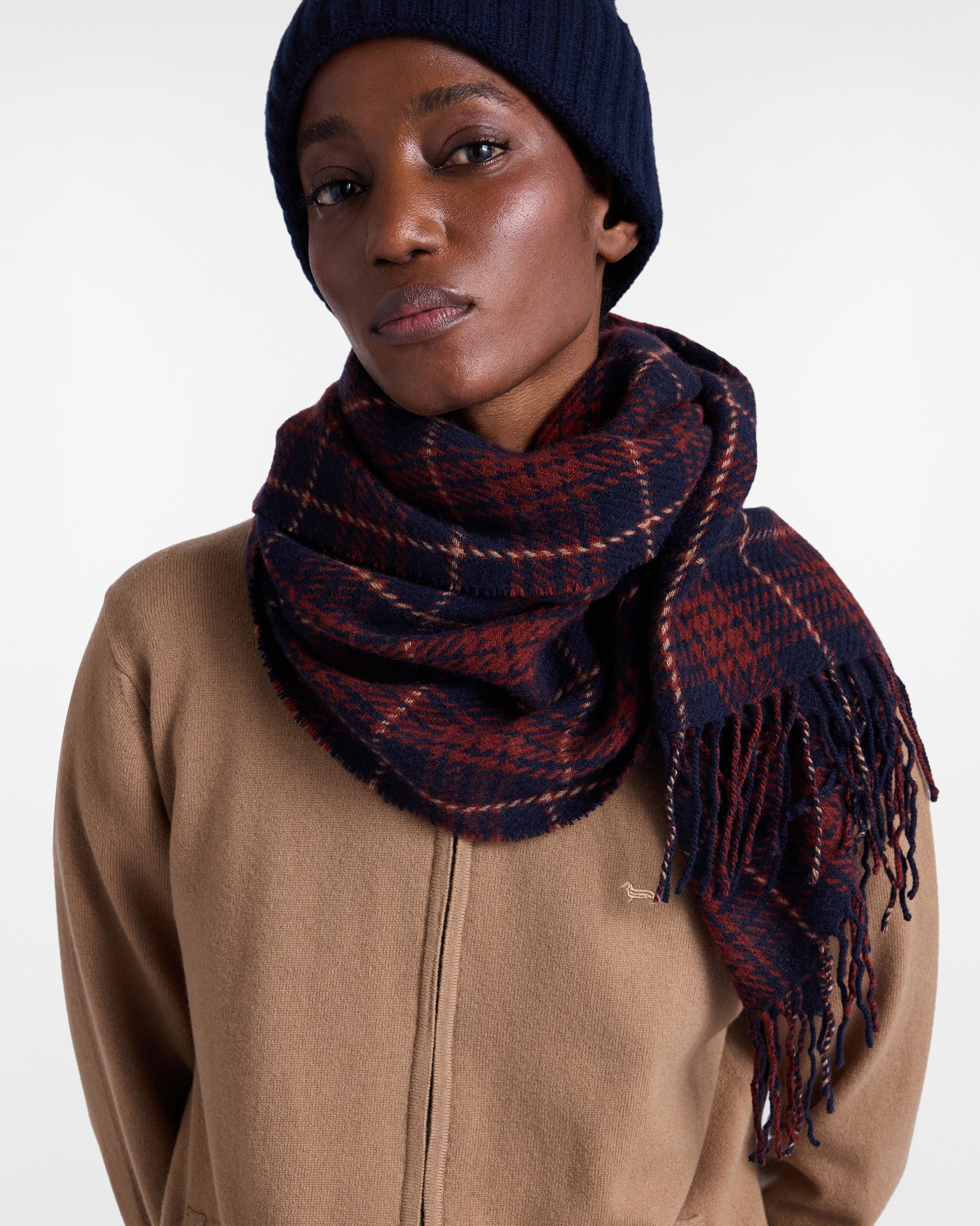 Sciarpa in Puro Cashmere "Cortina a Colori", Blu Marine, large image number 2